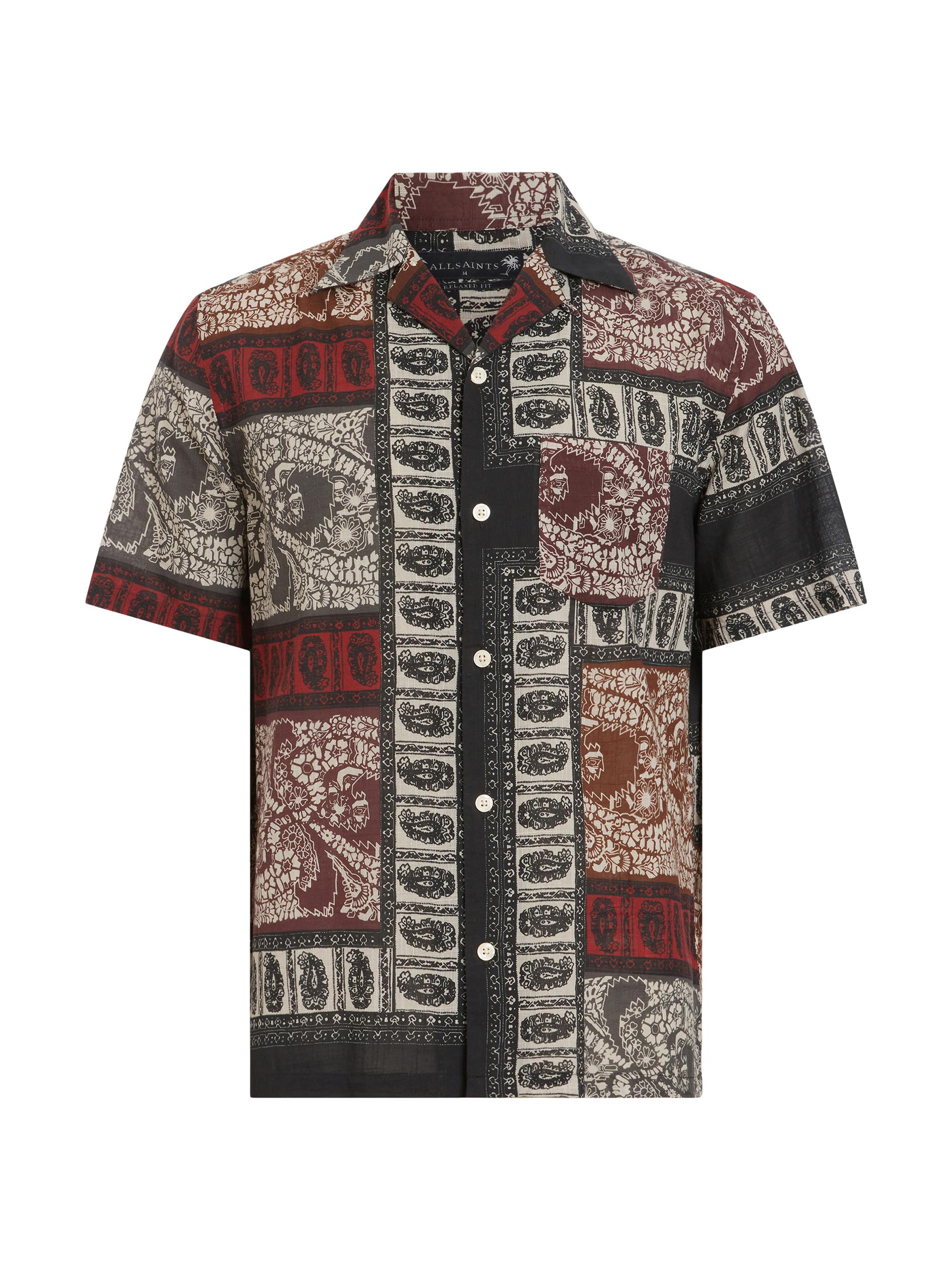 AllSaints Men's Marquee Printed Short-Sleeve Shirt - Jet Black Ecru