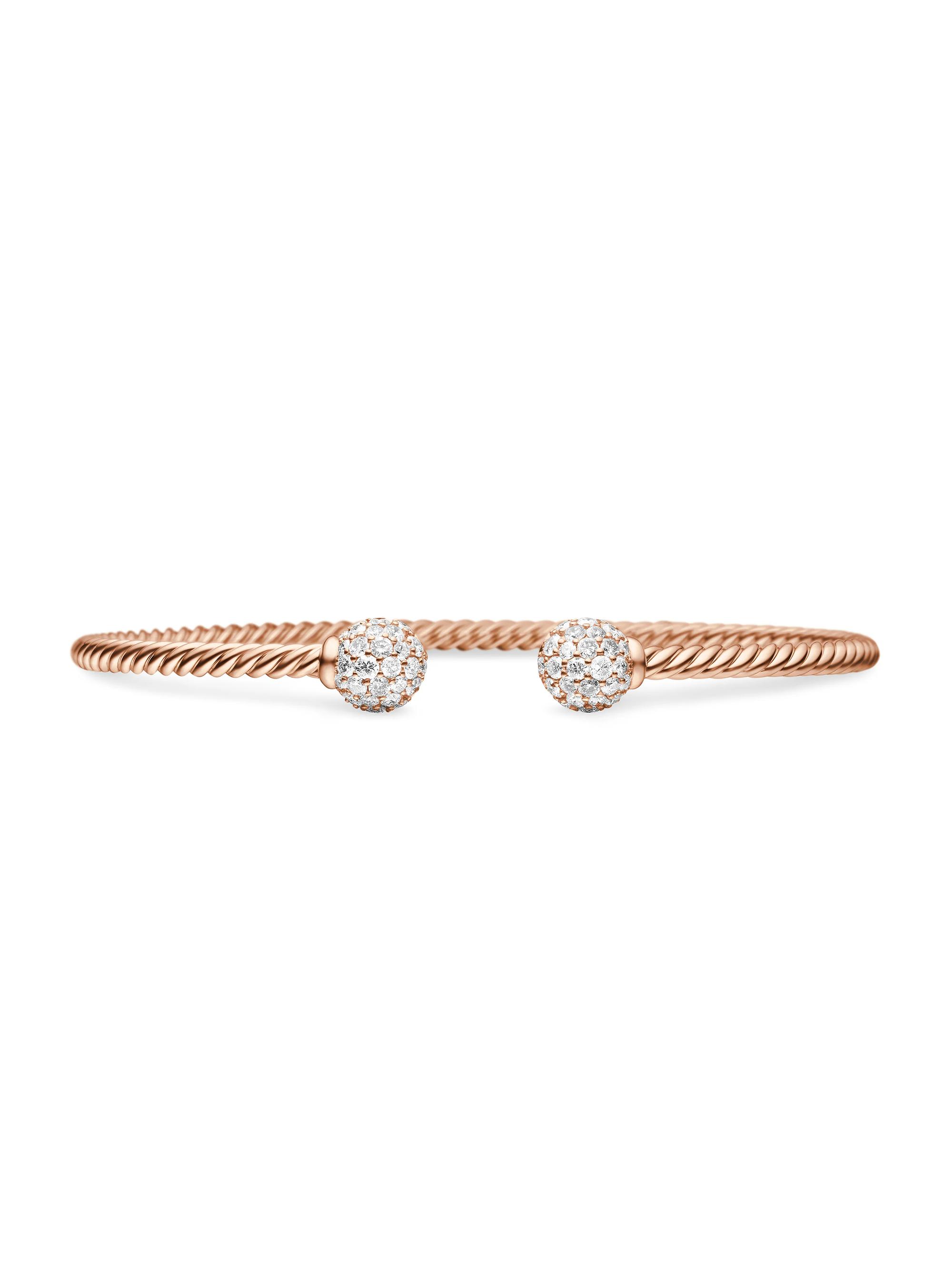 David Yurman Women's Solari Cablespira Bracelet in 18K Rose Gold - Diamond