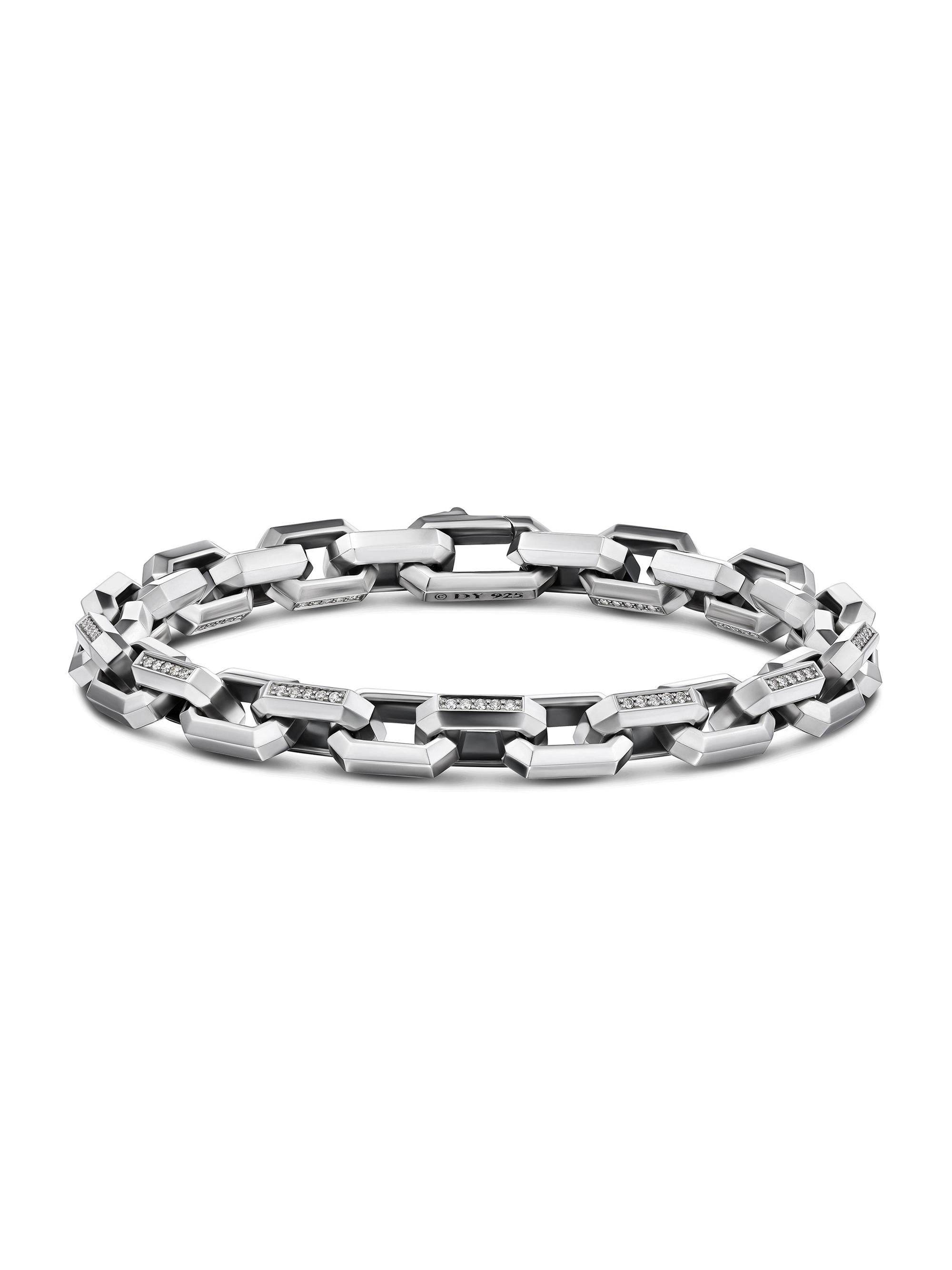David Yurman Men's Heirloom Chain Link Bracelet in Sterling Silver - Diamond