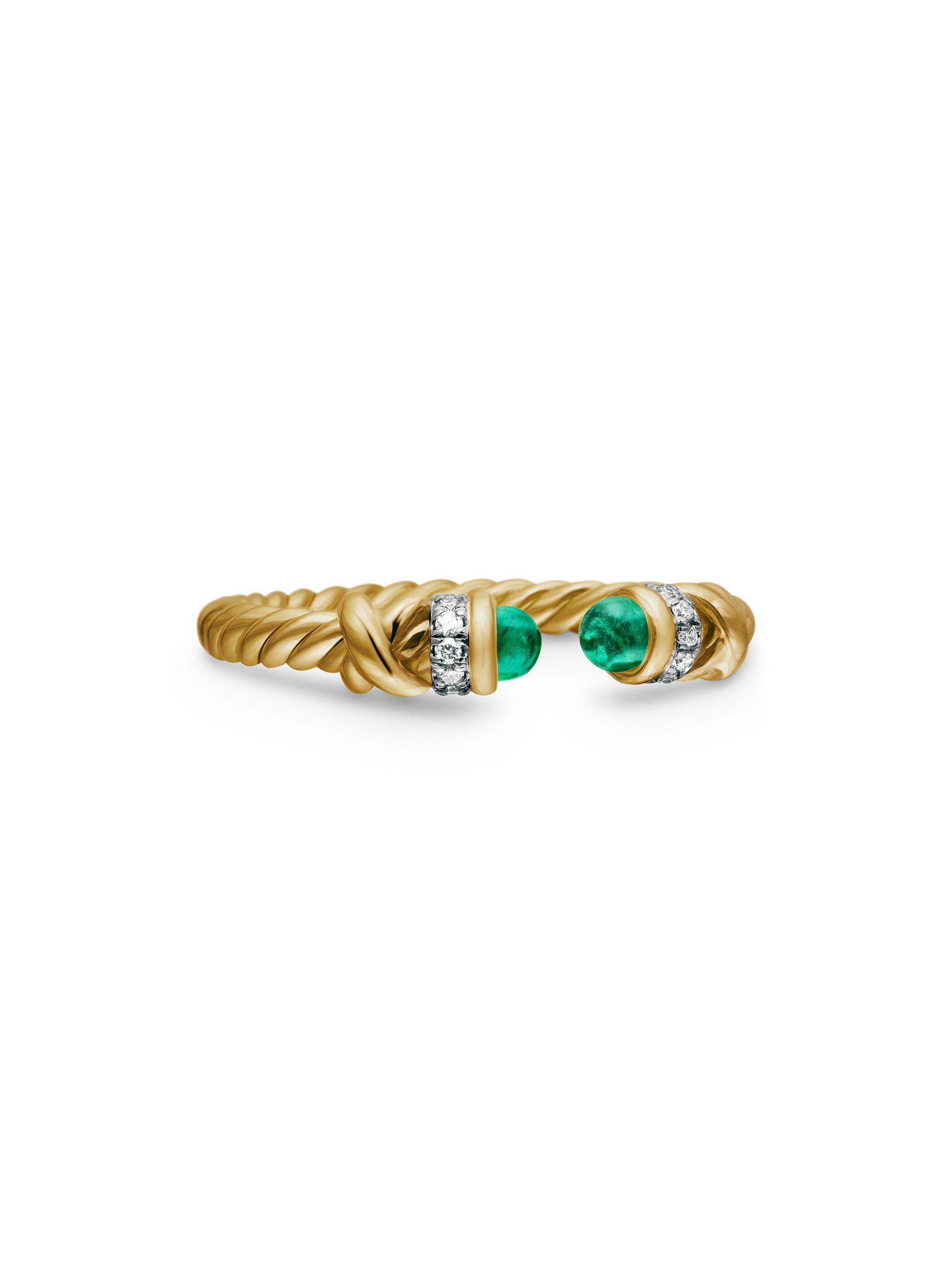 David Yurman Women's Petite Helena Ring in 18K Yellow Gold - Emerald