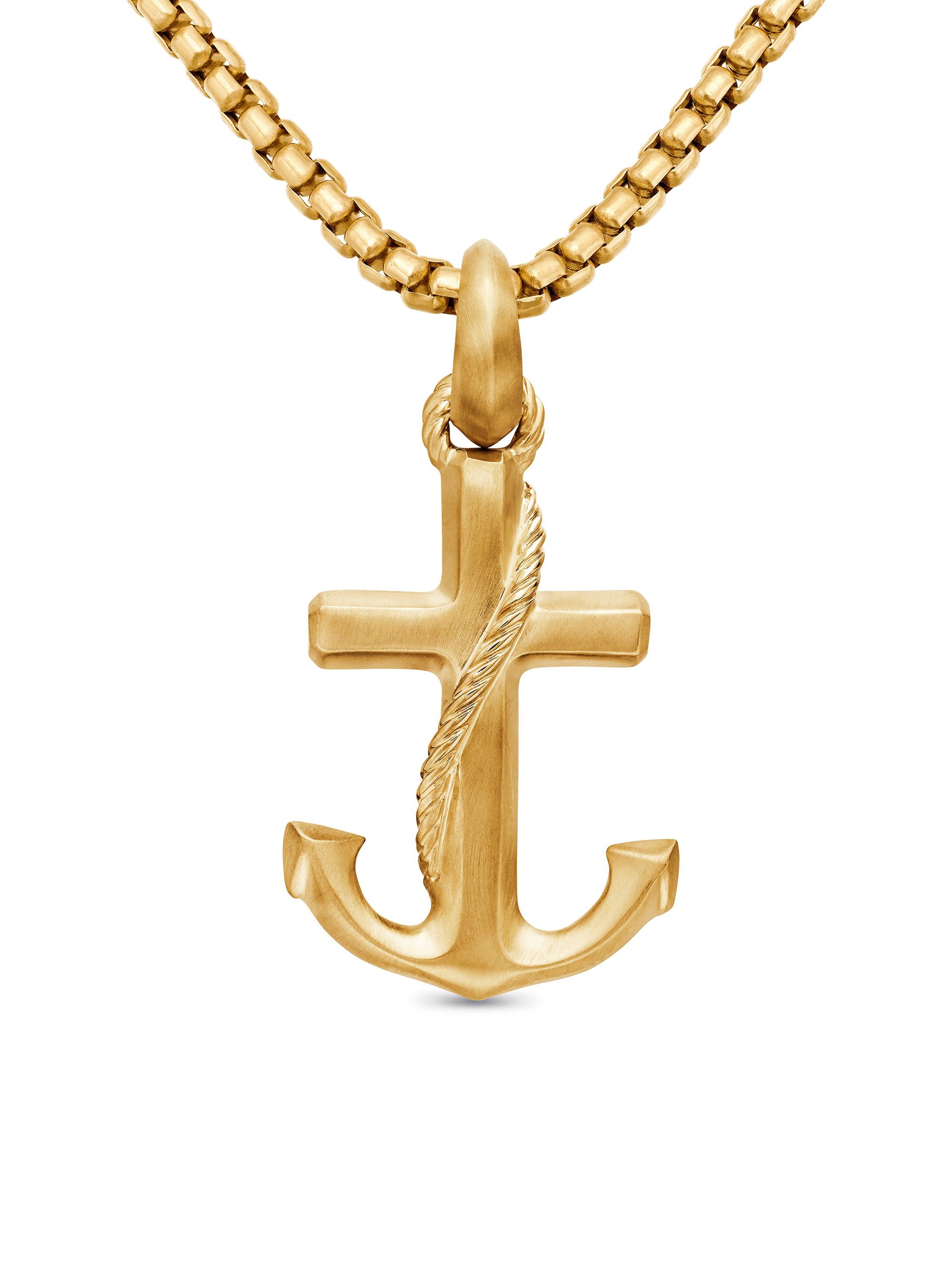 David Yurman Men's Maritime Anchor Amulet in 18K Yellow Gold, 26MM - Gold
