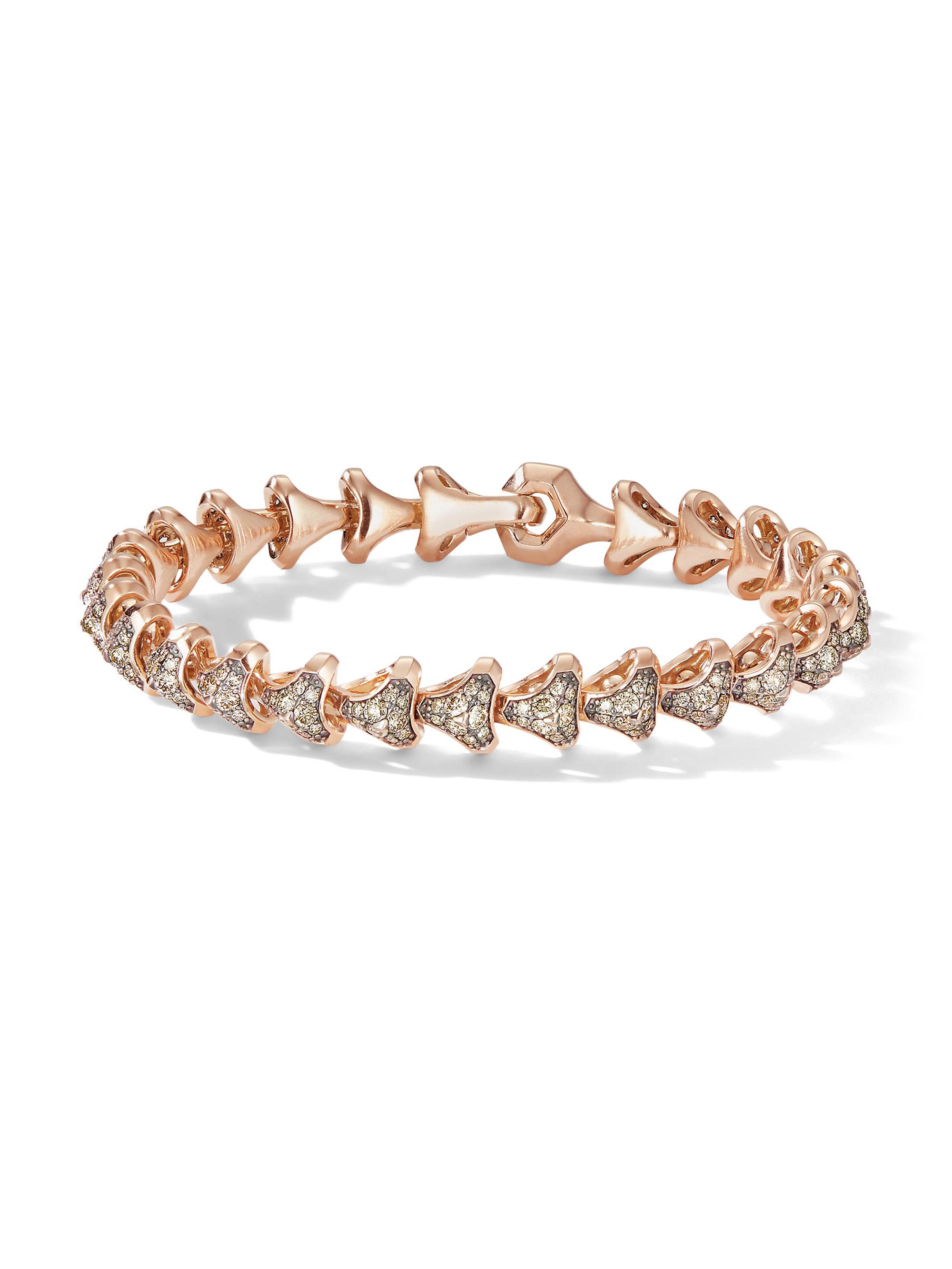 David Yurman Men's Armory Link Bracelet in 18K Rose Gold - Cognac Diamond