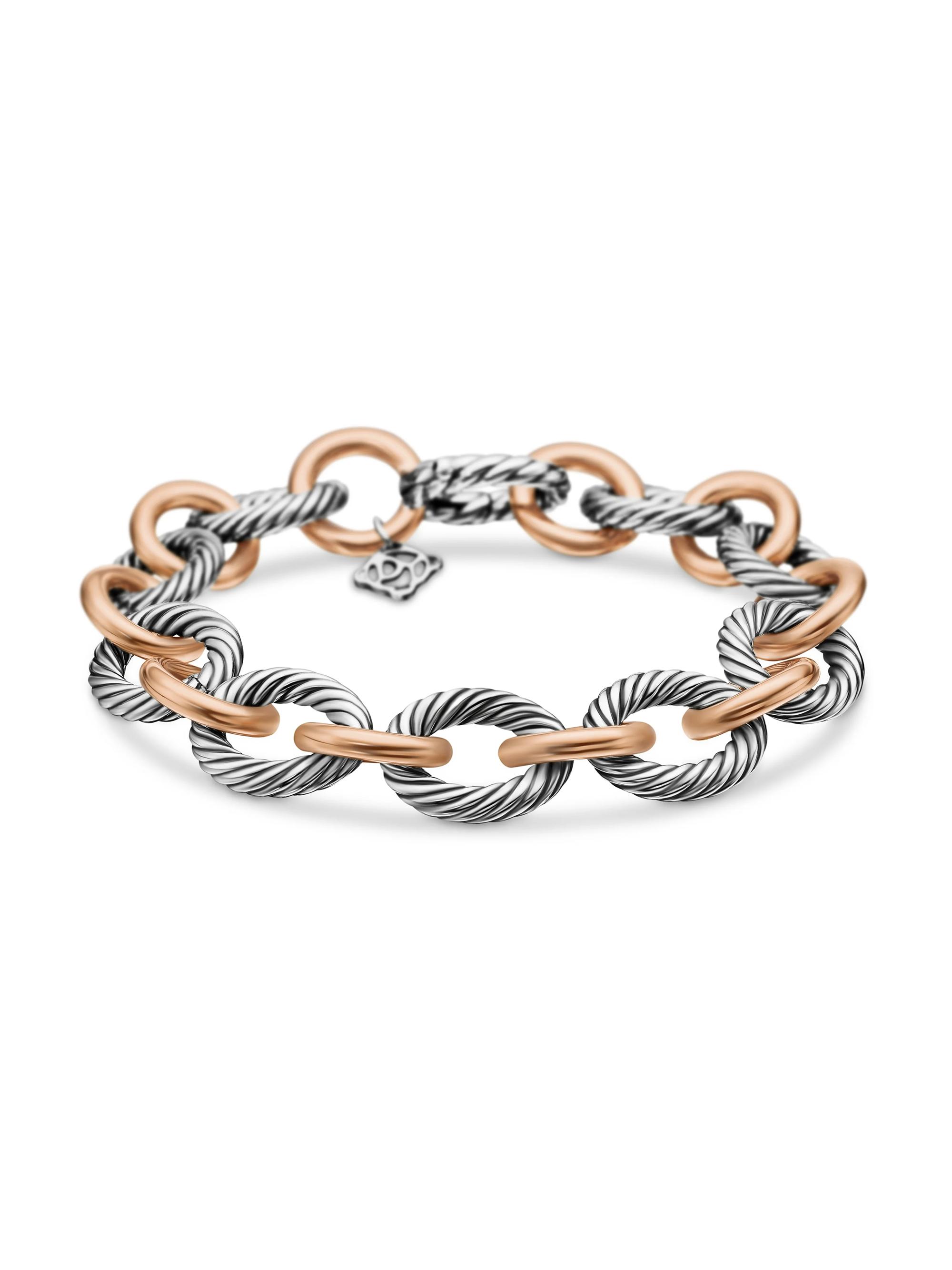 David Yurman Women's Oval Link Chain Bracelet With 18K Yellow Gold - Silver