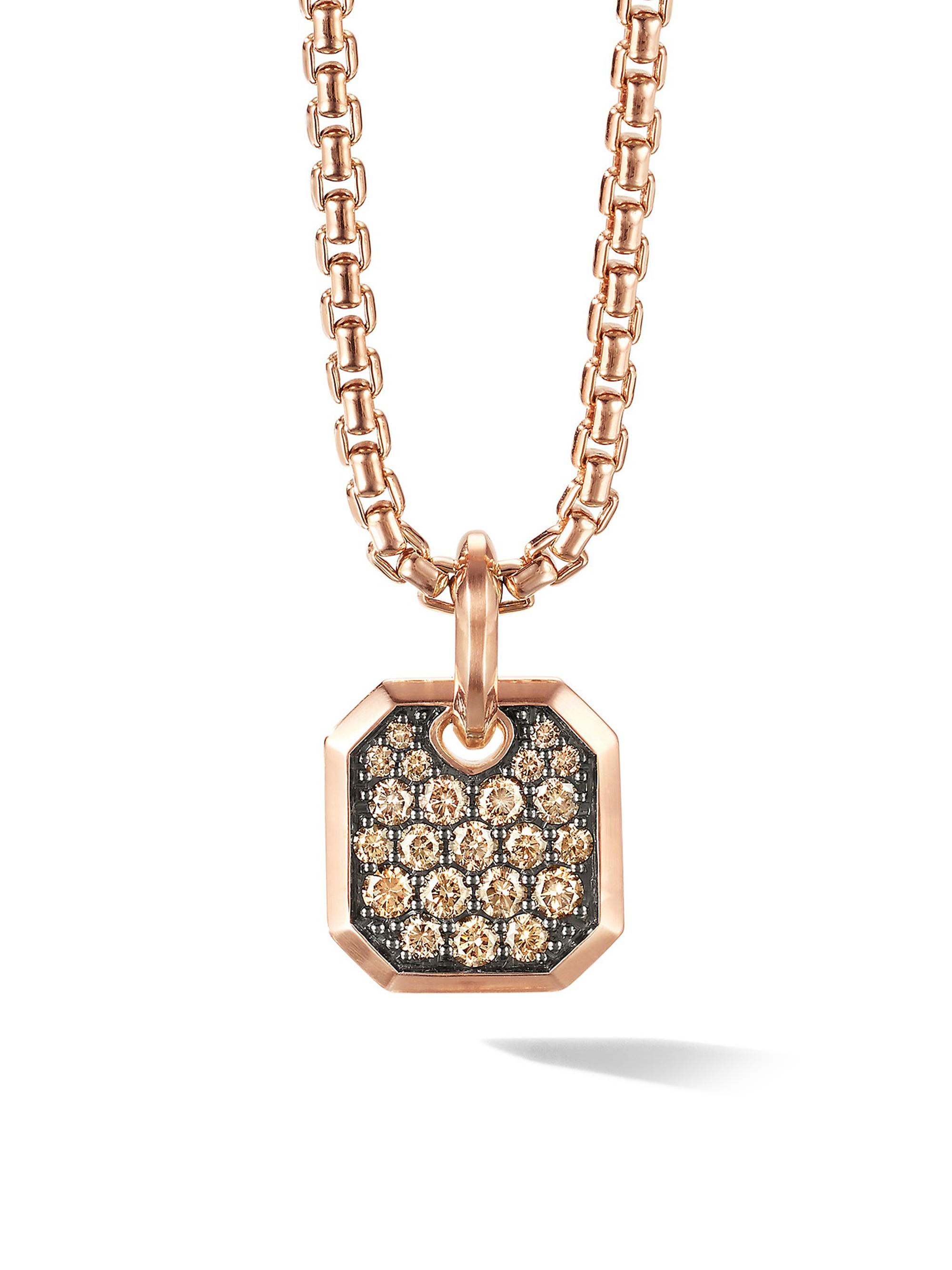 David Yurman Men's Roman Amulet in 18K Rose Gold - Cognac Diamond