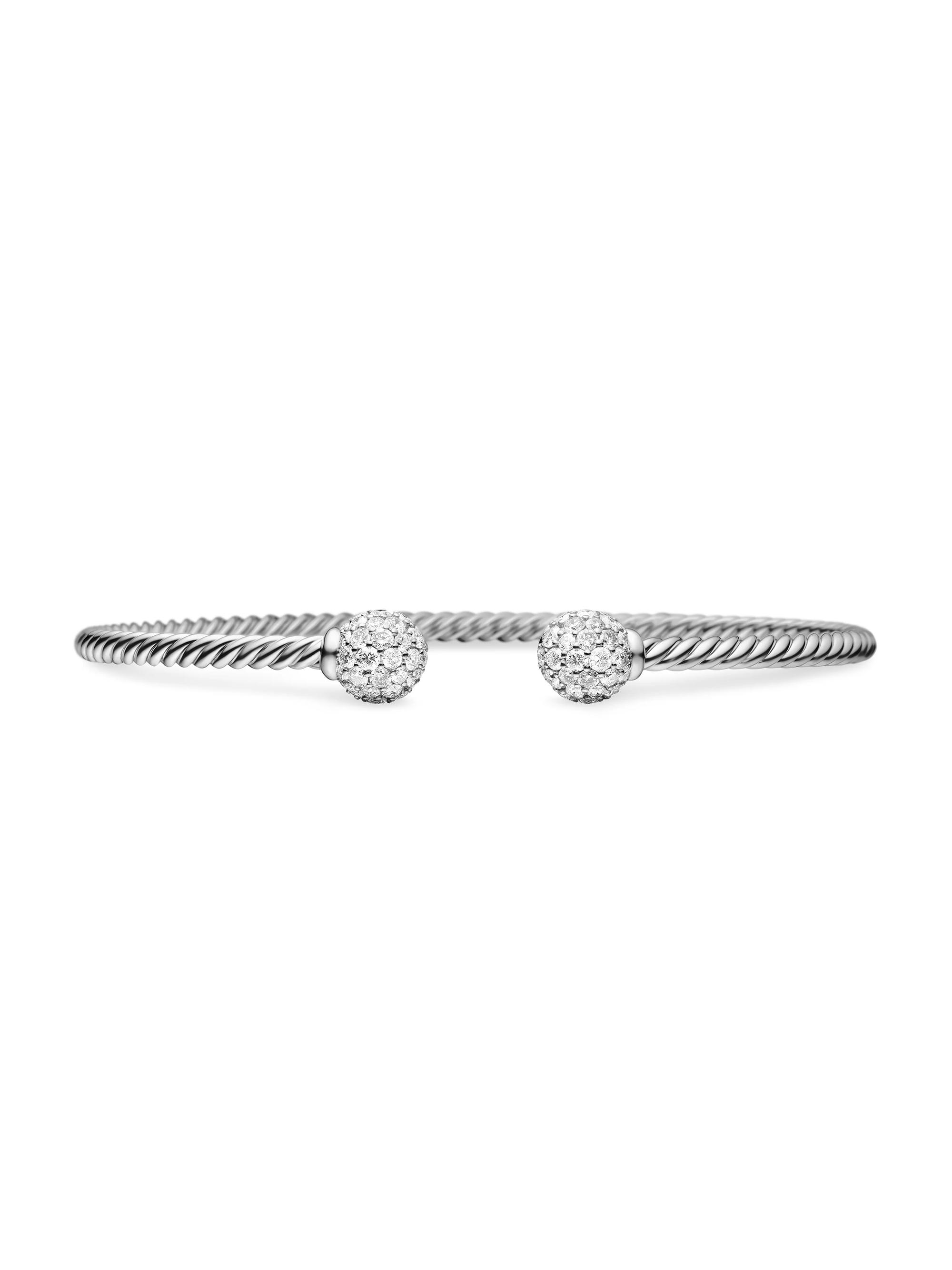 David Yurman Women's Solari Cablespira Bracelet in 18K White Gold - Diamond