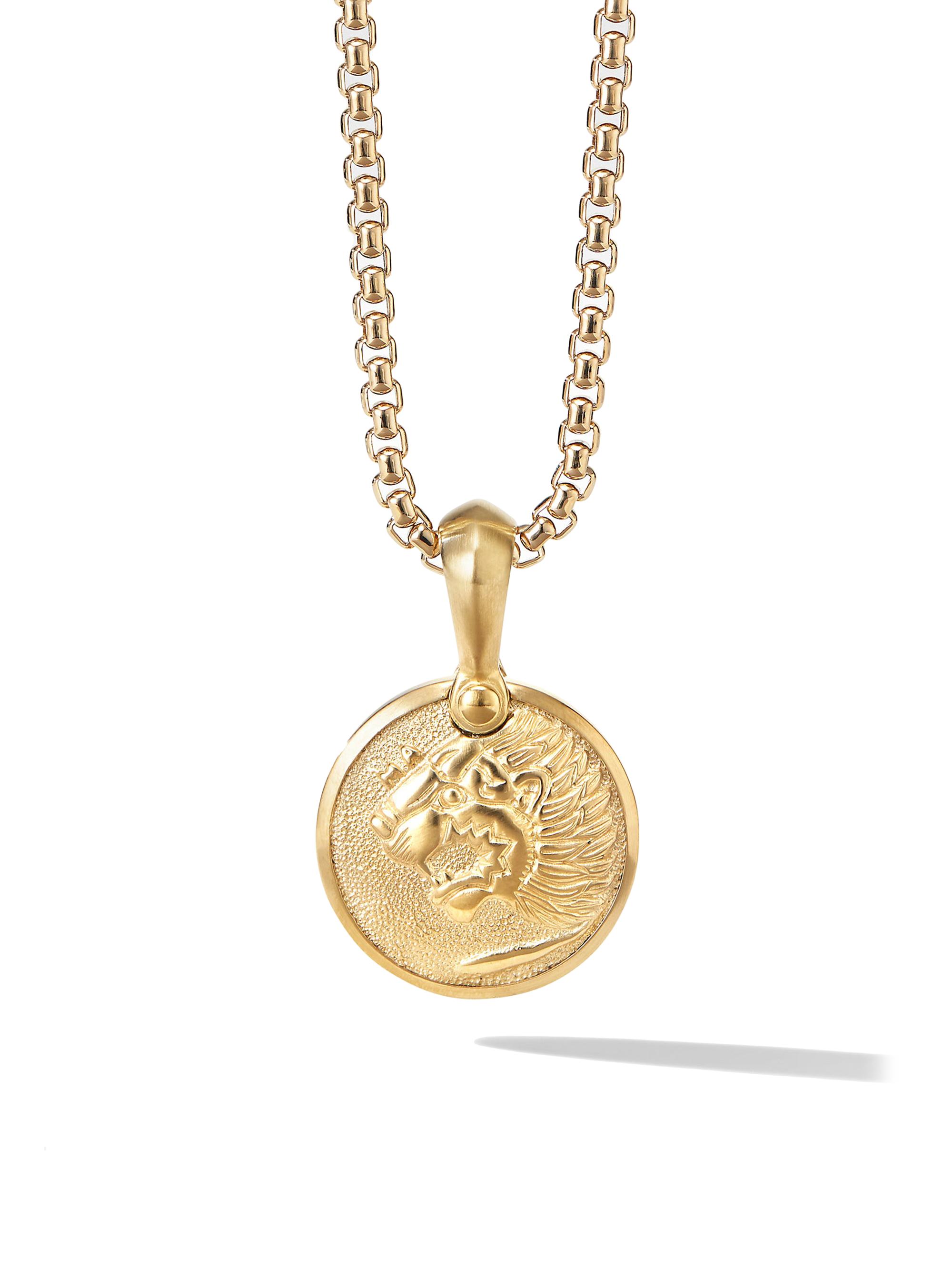David Yurman Men's Petrvs Lion Amulet in 18K Yellow Gold, 18.5MM - Gold