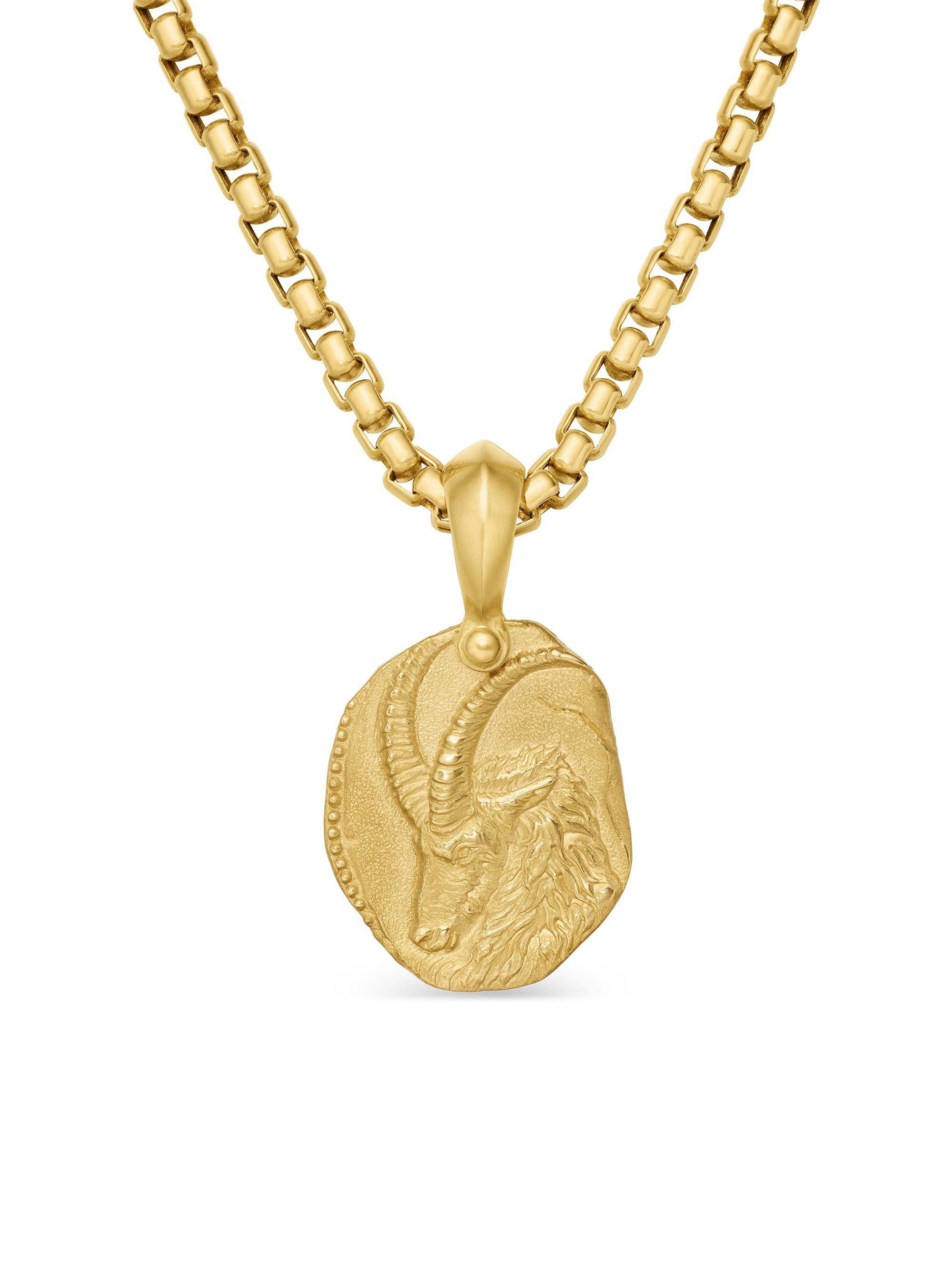 David Yurman Men's Capricorn Amulet in 18K Yellow Gold, 27MM - Gold