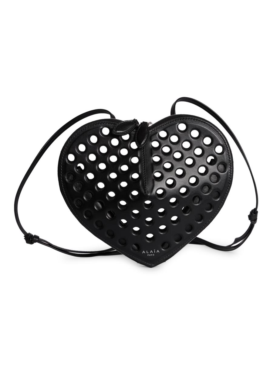 【ALAIA直営店】SAC LE COEUR EN CUIR PERFORE ALAÏA BLACK LE CŒUR BAG IN PERFORATED LEATHER | ALAÏA AL