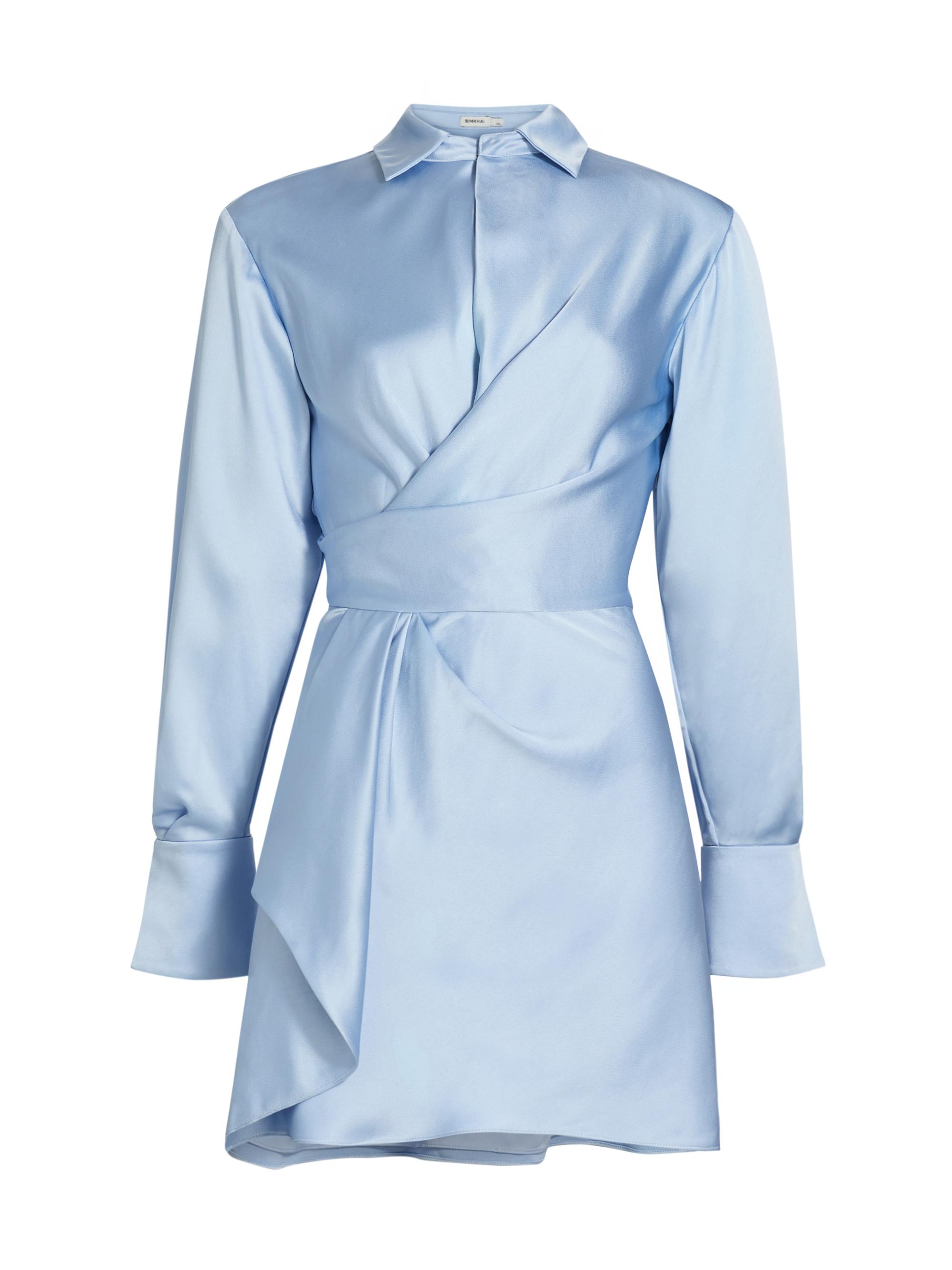SIMKHAI Women's Talit Draped Front Minidress - Sky