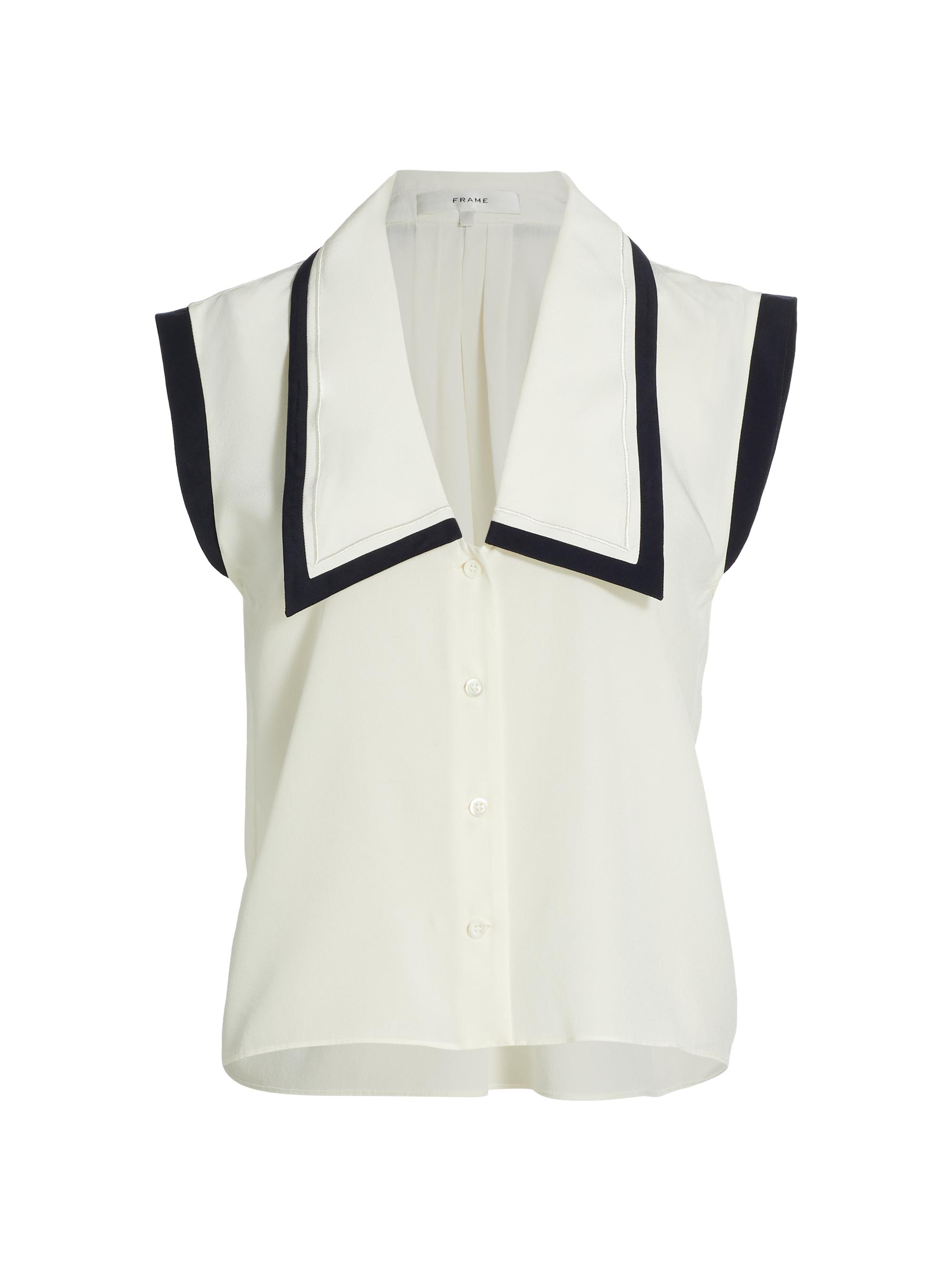 Frame Sleeveless Silk Sailor Top | Saks Fifth Avenue