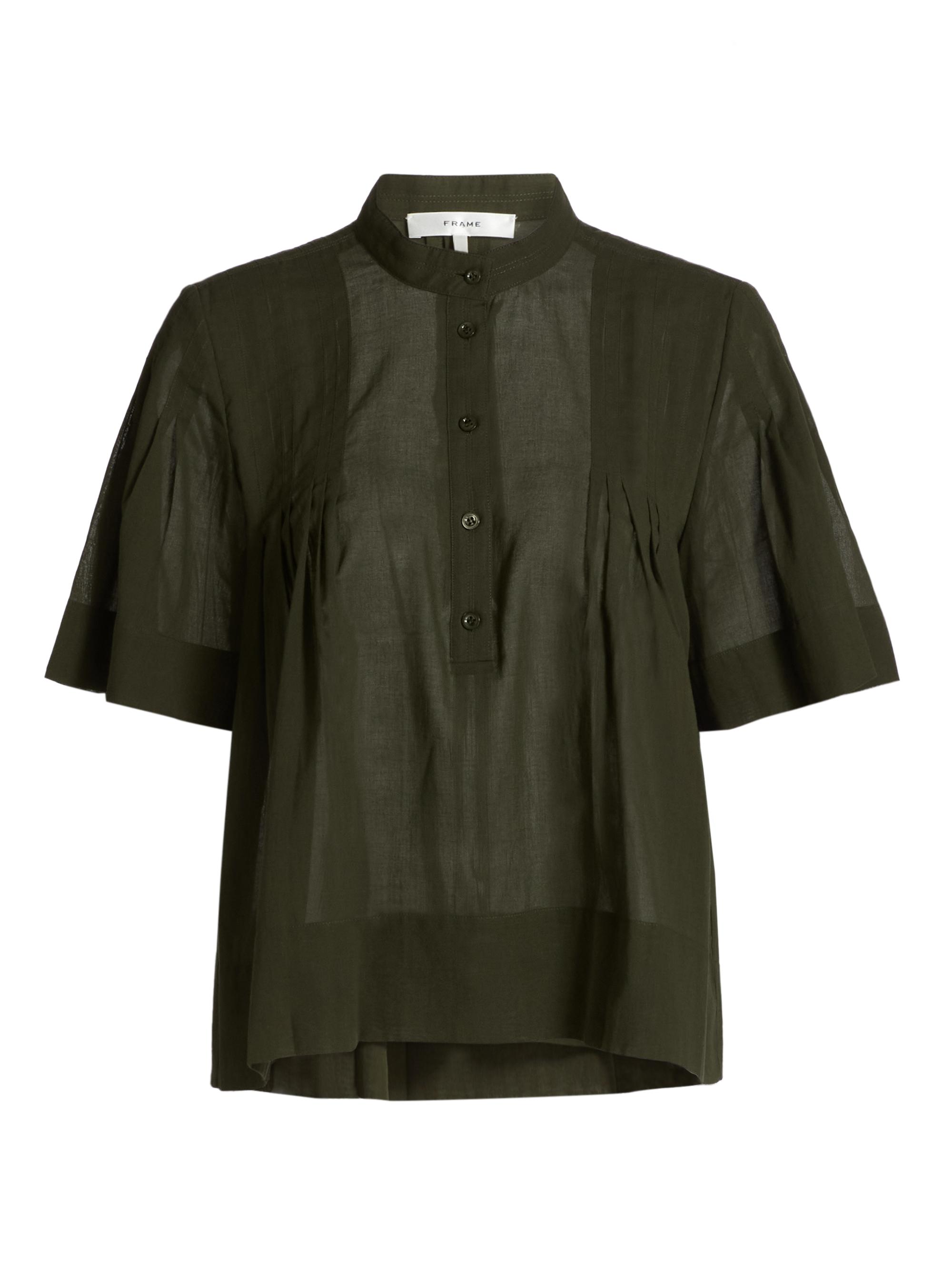 Frame Women's Pleated Cotton Blouse - Military