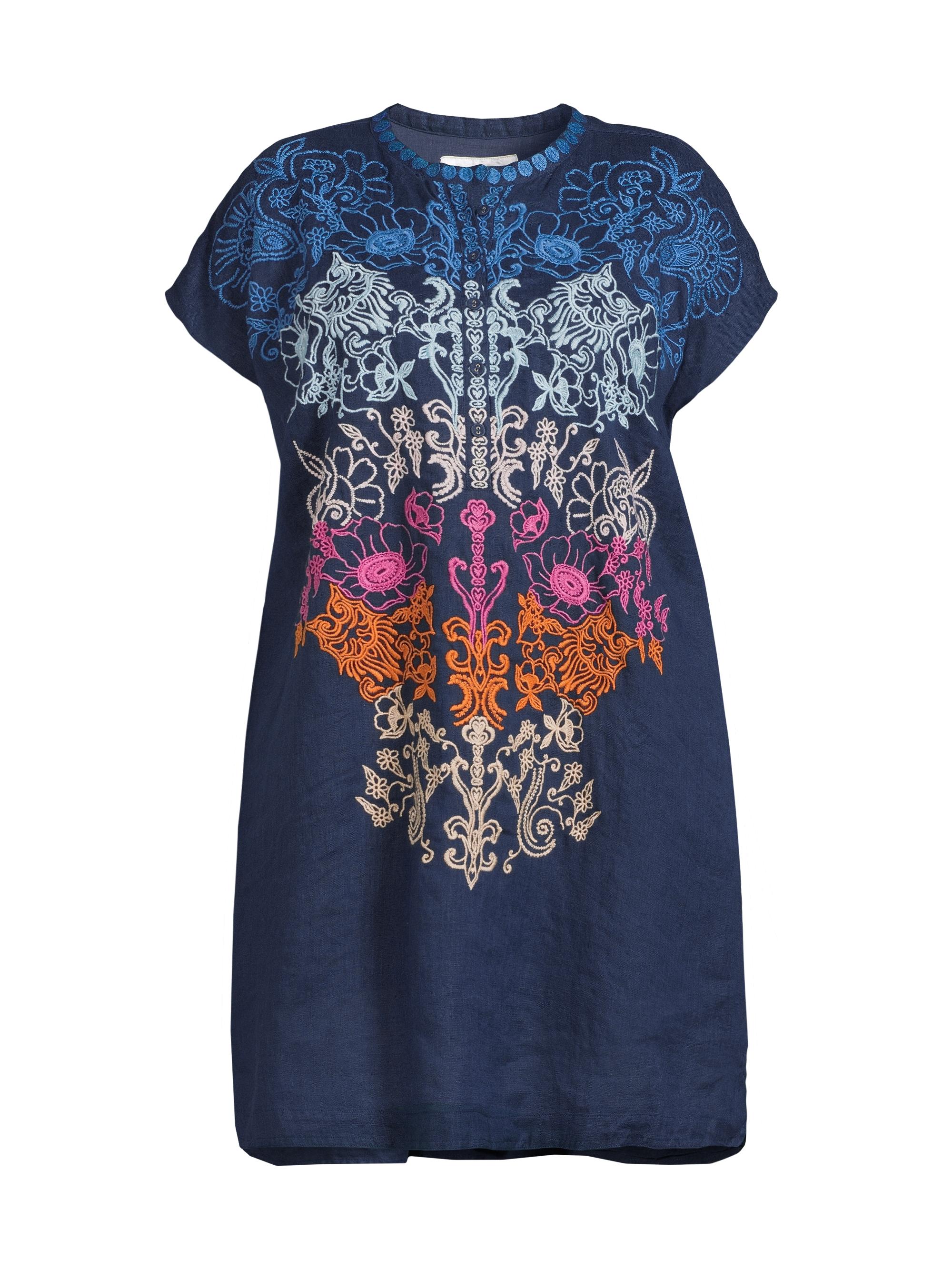 Johnny Was Women's Plus Mishti Embroidered Linen Minidress - Blue Night