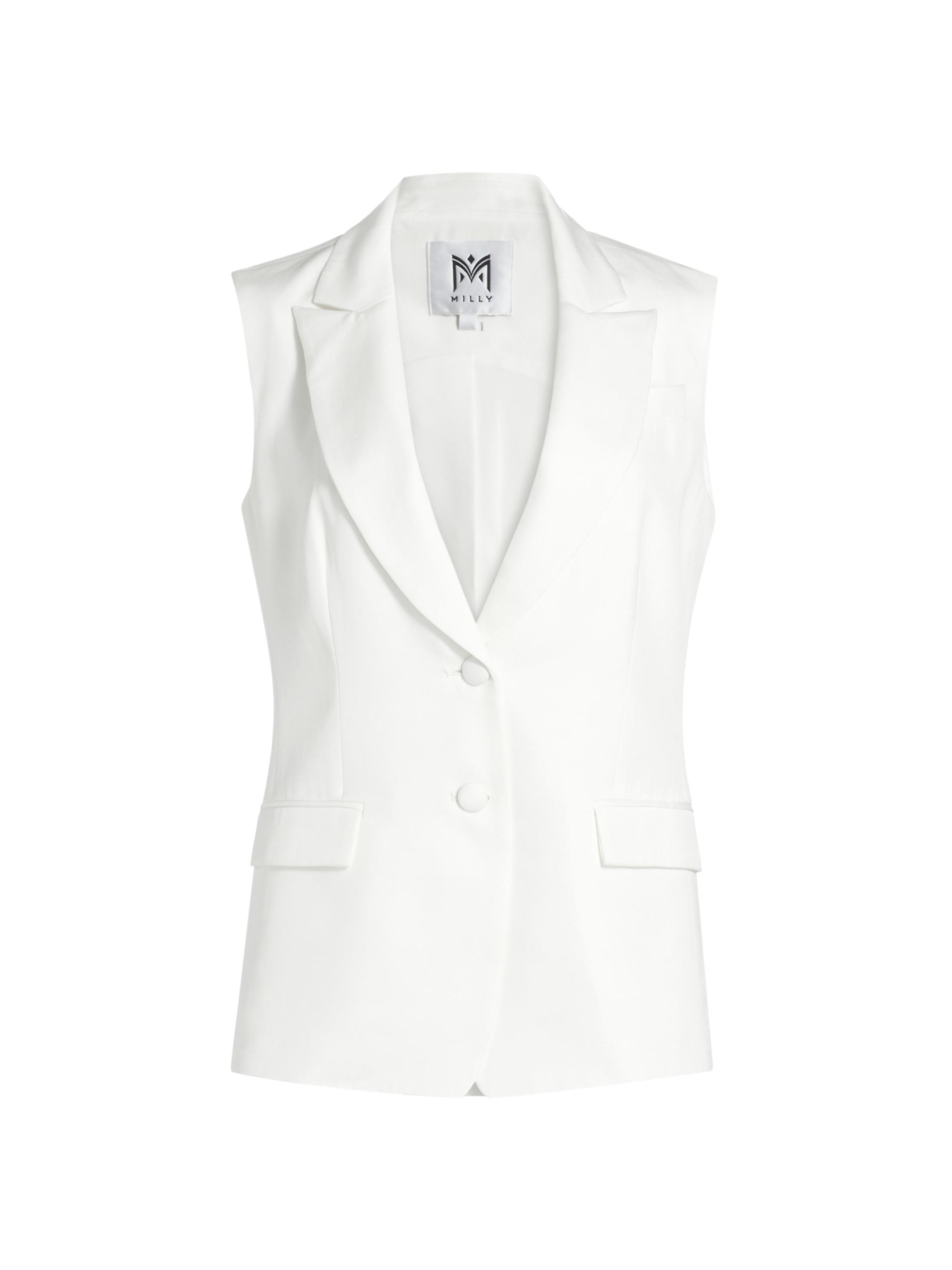 Milly Women's Alba One-Button Blazer Vest - White