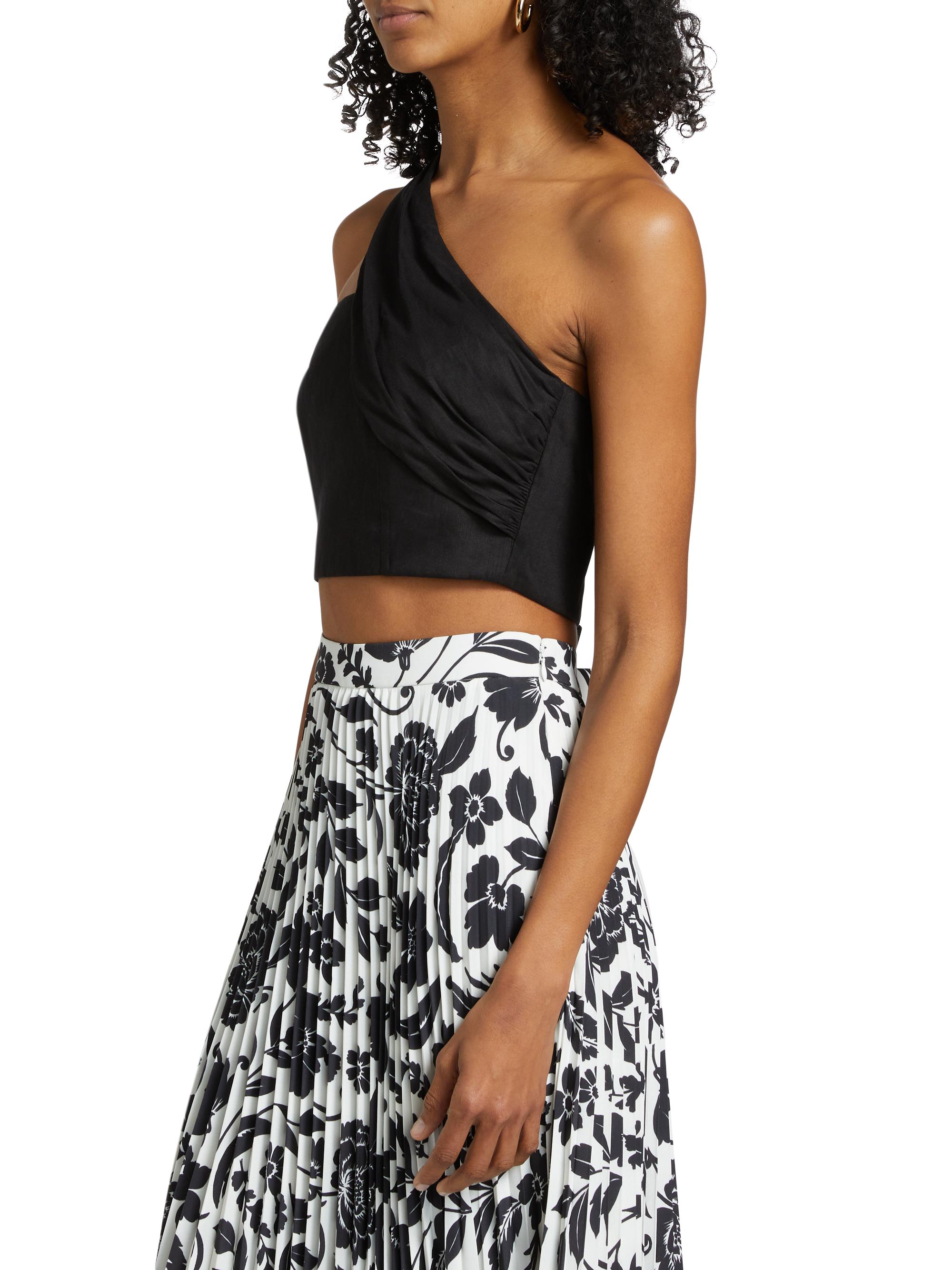 Milly Arantza Draped One-Shoulder Crop Top | Saks Fifth Avenue