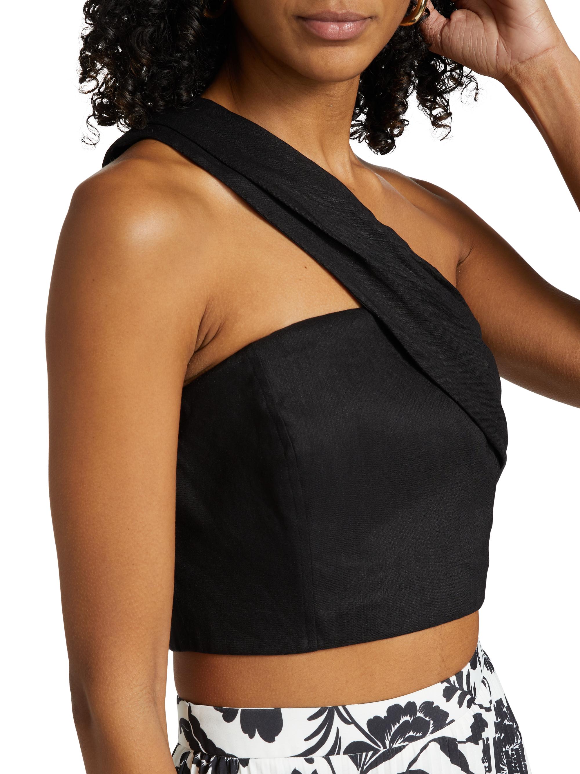 Milly Arantza Draped One-Shoulder Crop Top | Saks Fifth Avenue