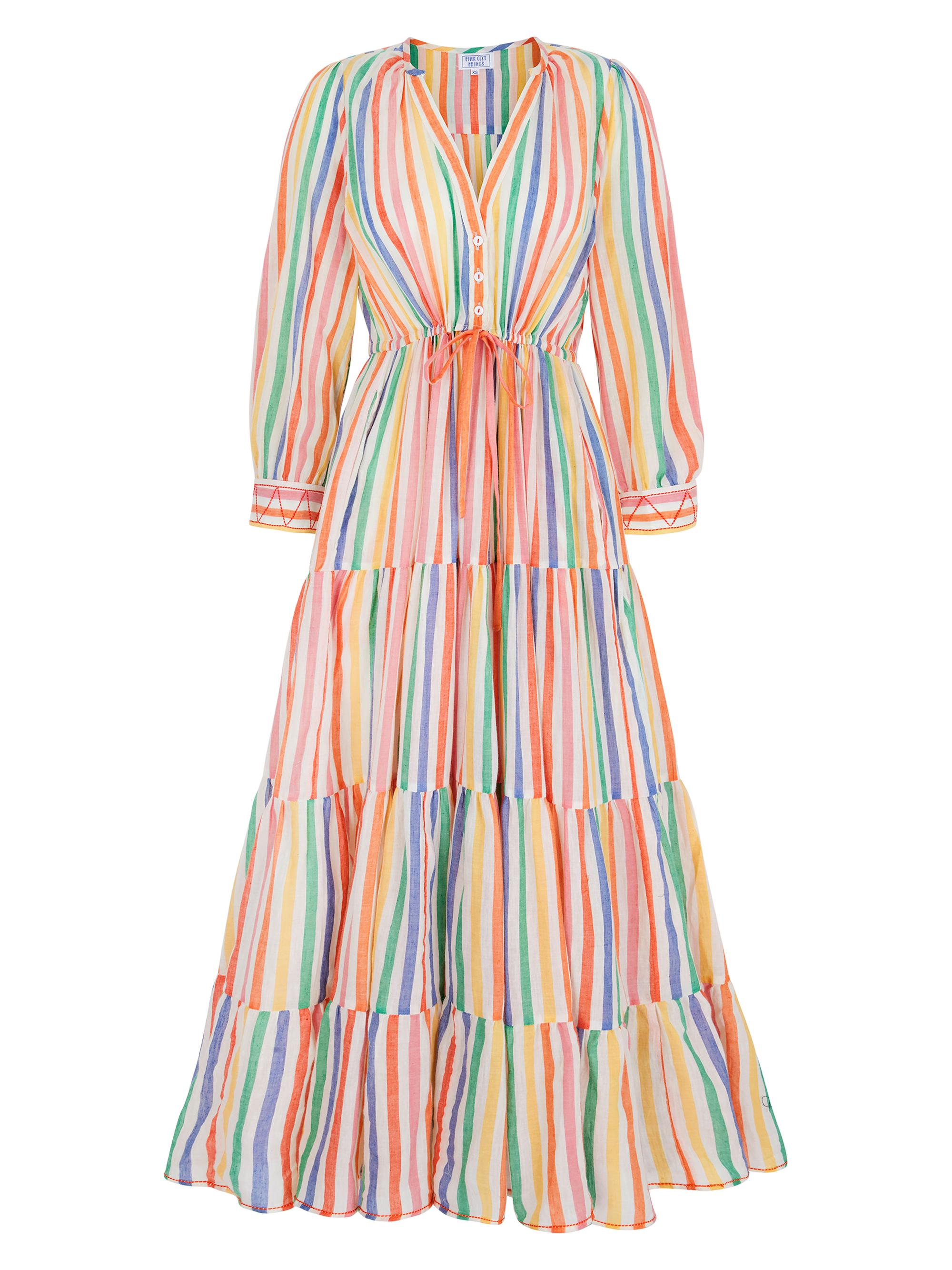 strapless open back dress Pink City Prints Zazie Dress Rainbow Stripe – Vagabond Apparel Boutique main image 0