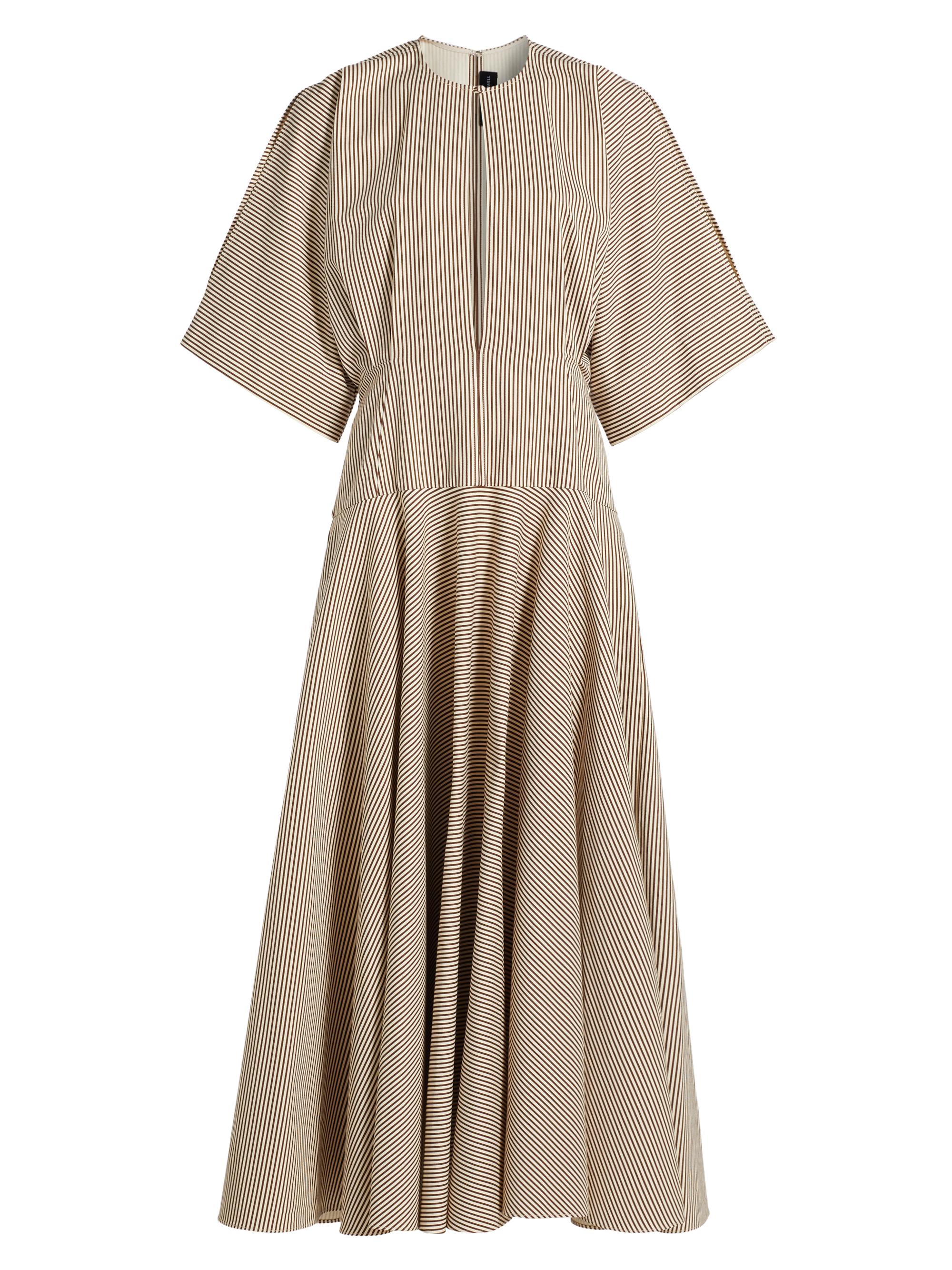 Brandon Maxwell Women's The Darcy Stripe Cotton A-Line Dress - Chocolate Stripe