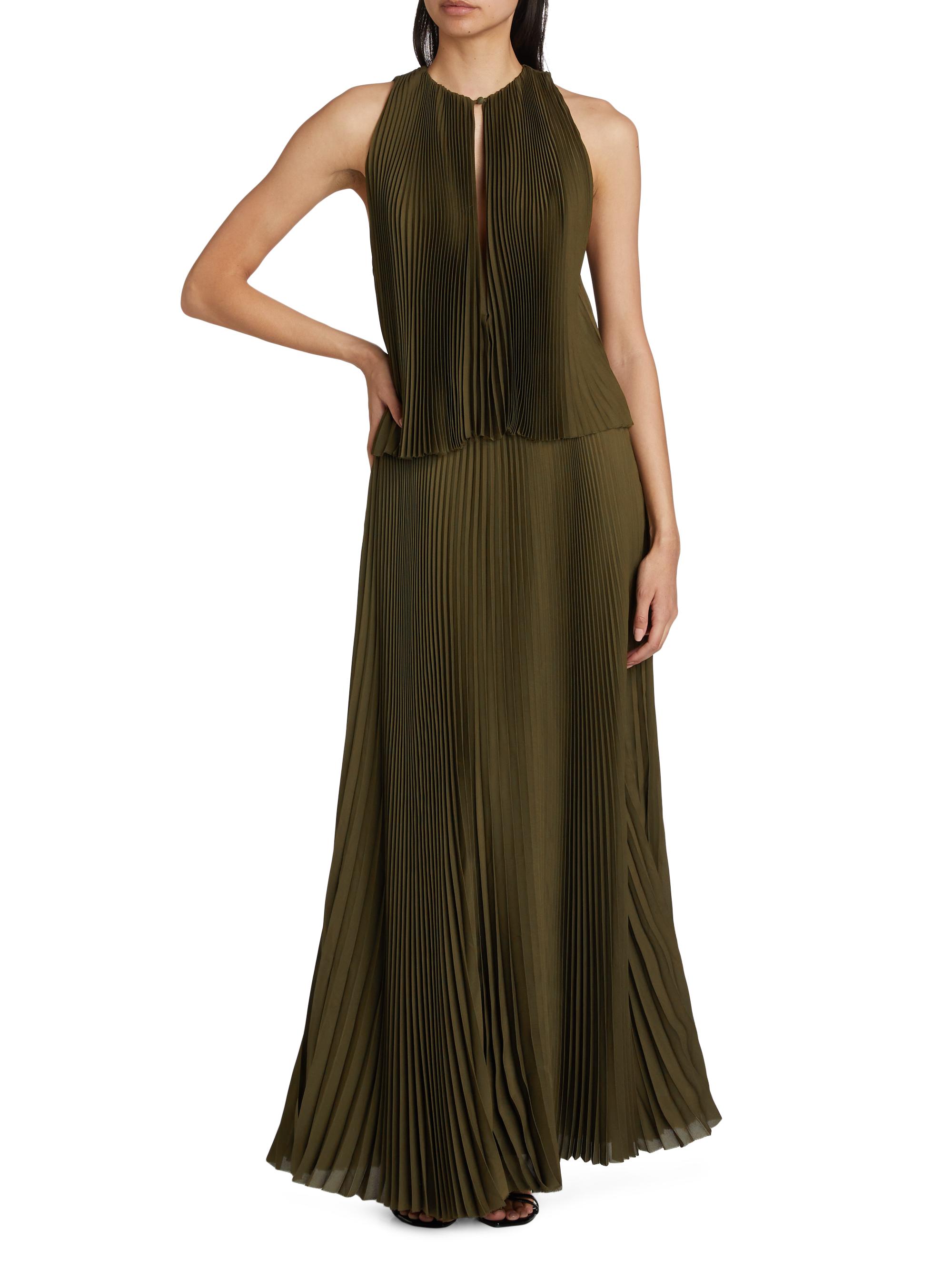 新品　maisoncelon pleated halter maxi dress pleated halter maxi dress – célon