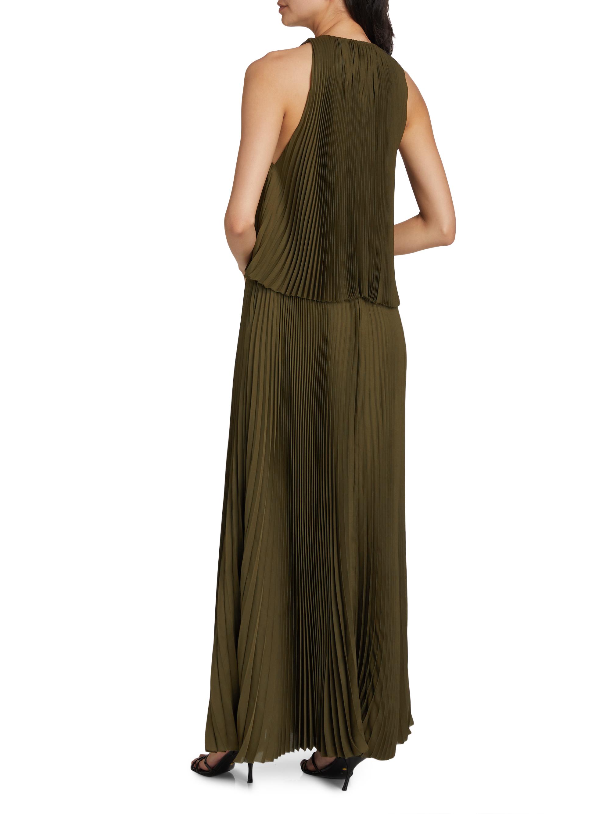 Brandon Maxwell Pleated Tiered Halter Maxi Dress | Saks Fifth Avenue