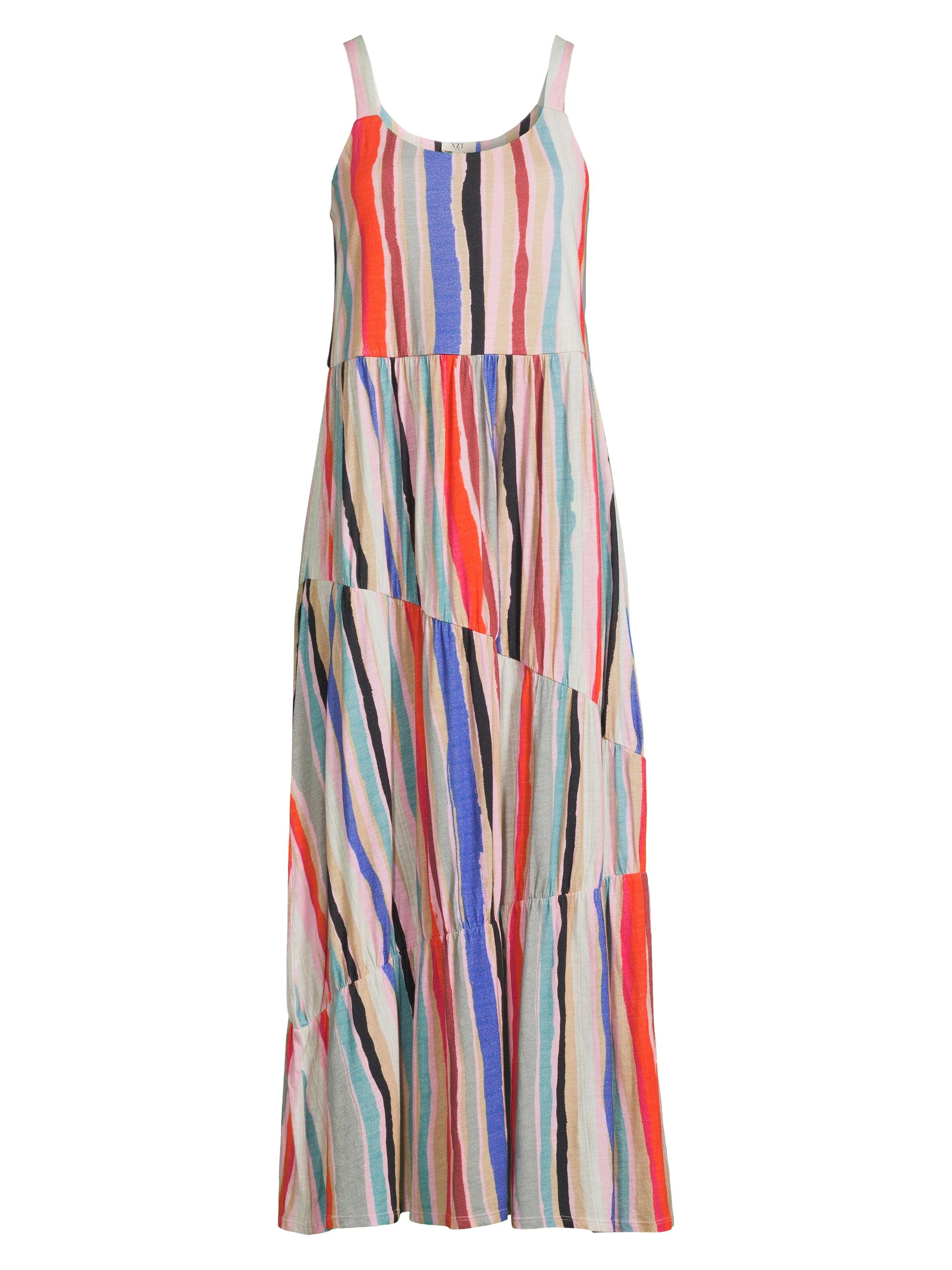 NIC+ZOE Women's Painted Stripes Tiered Maxi Dress - Pink Multi