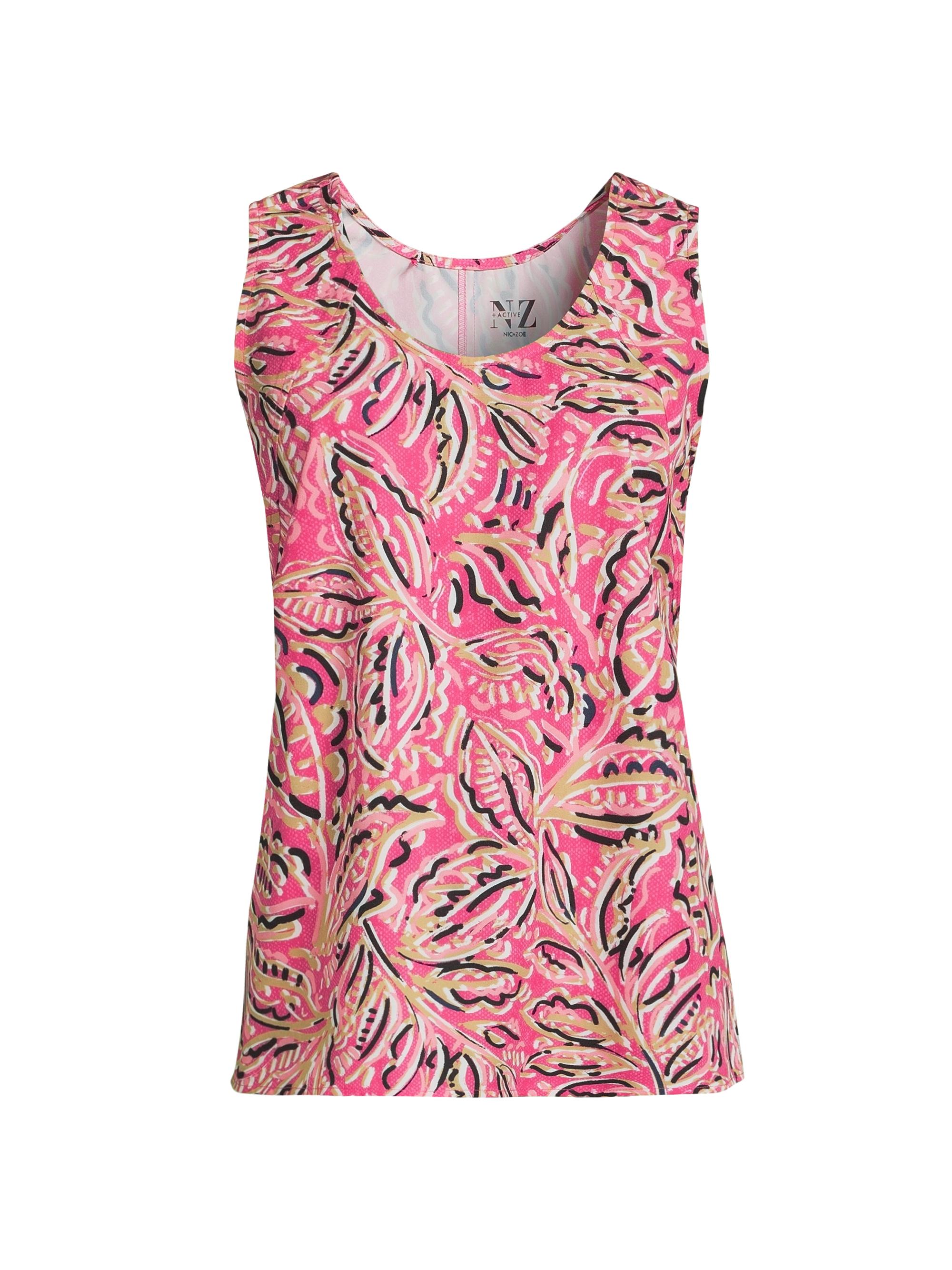 NIC+ZOE Women's Tech Stretch Shadow Floral Seamed Tank - Pink Multi