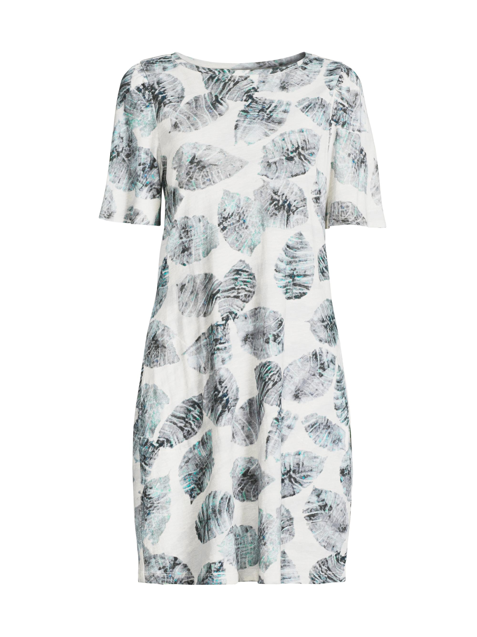 NIC+ZOE Women's Falling Palms T-Shirt Dress - Grey Multi