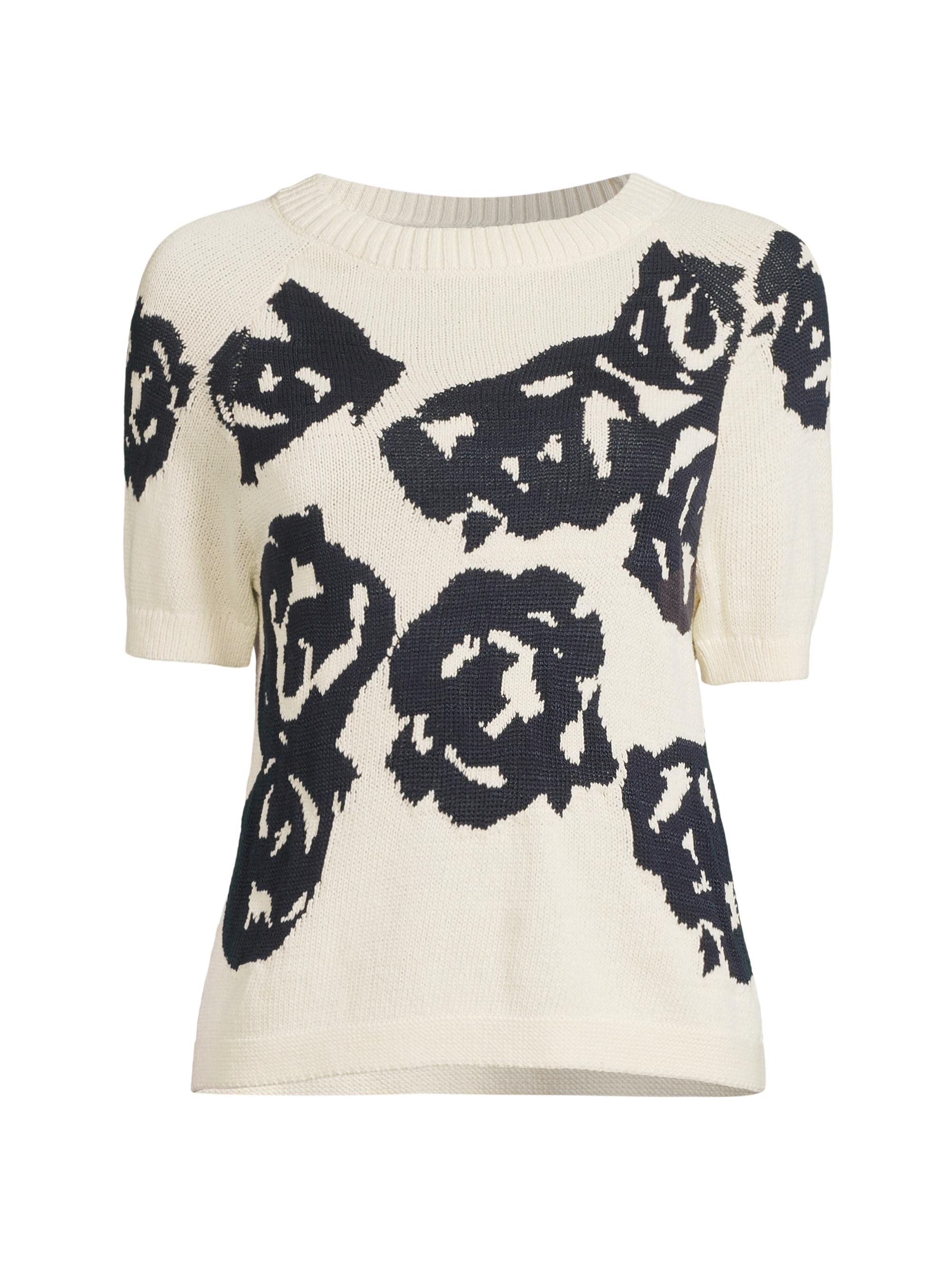 NIC+ZOE Women's Rose Bloom Sweater - Cream Multi