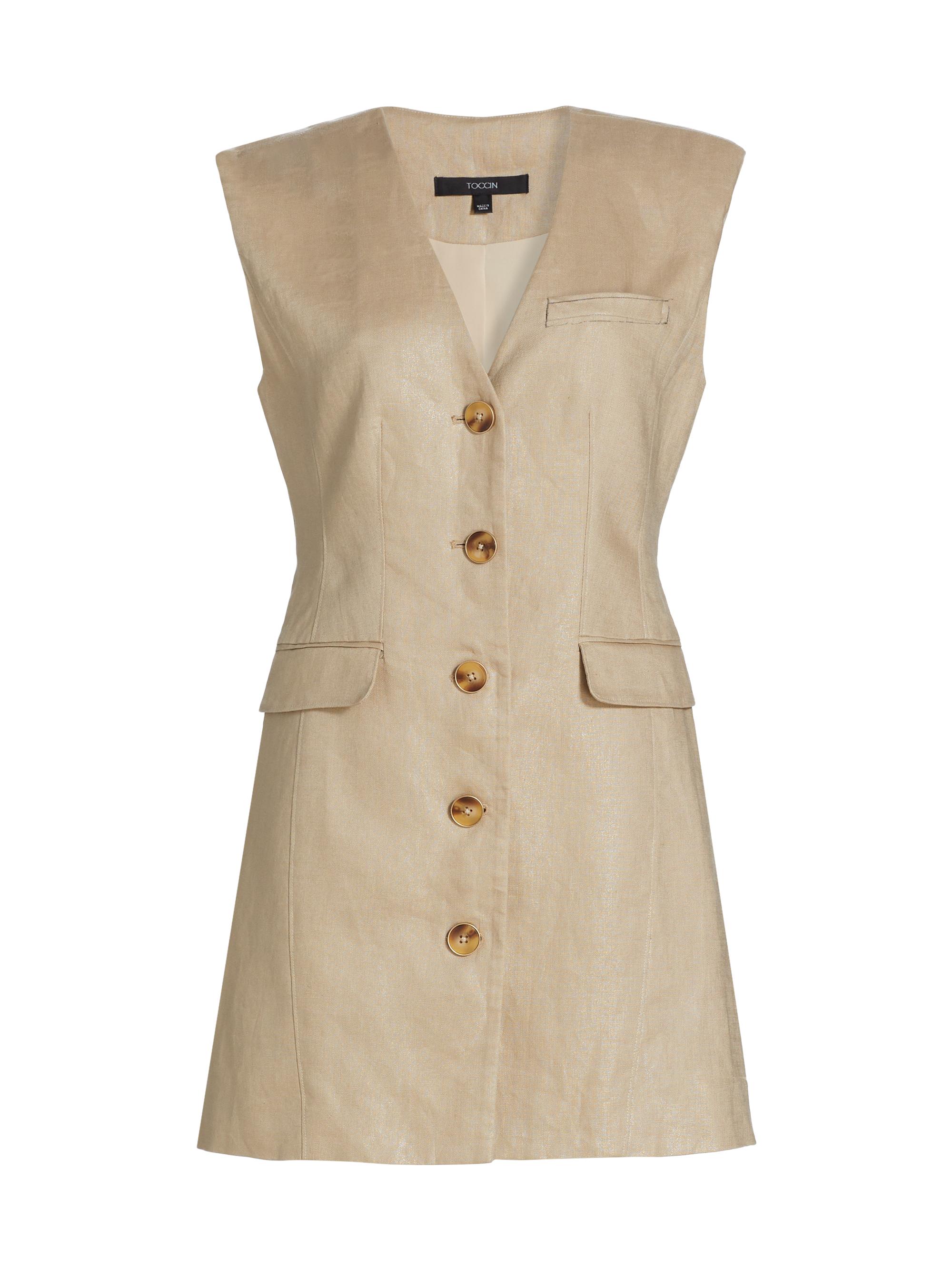 Toccin Women's Hayden Linen Vest Minidress - Natural