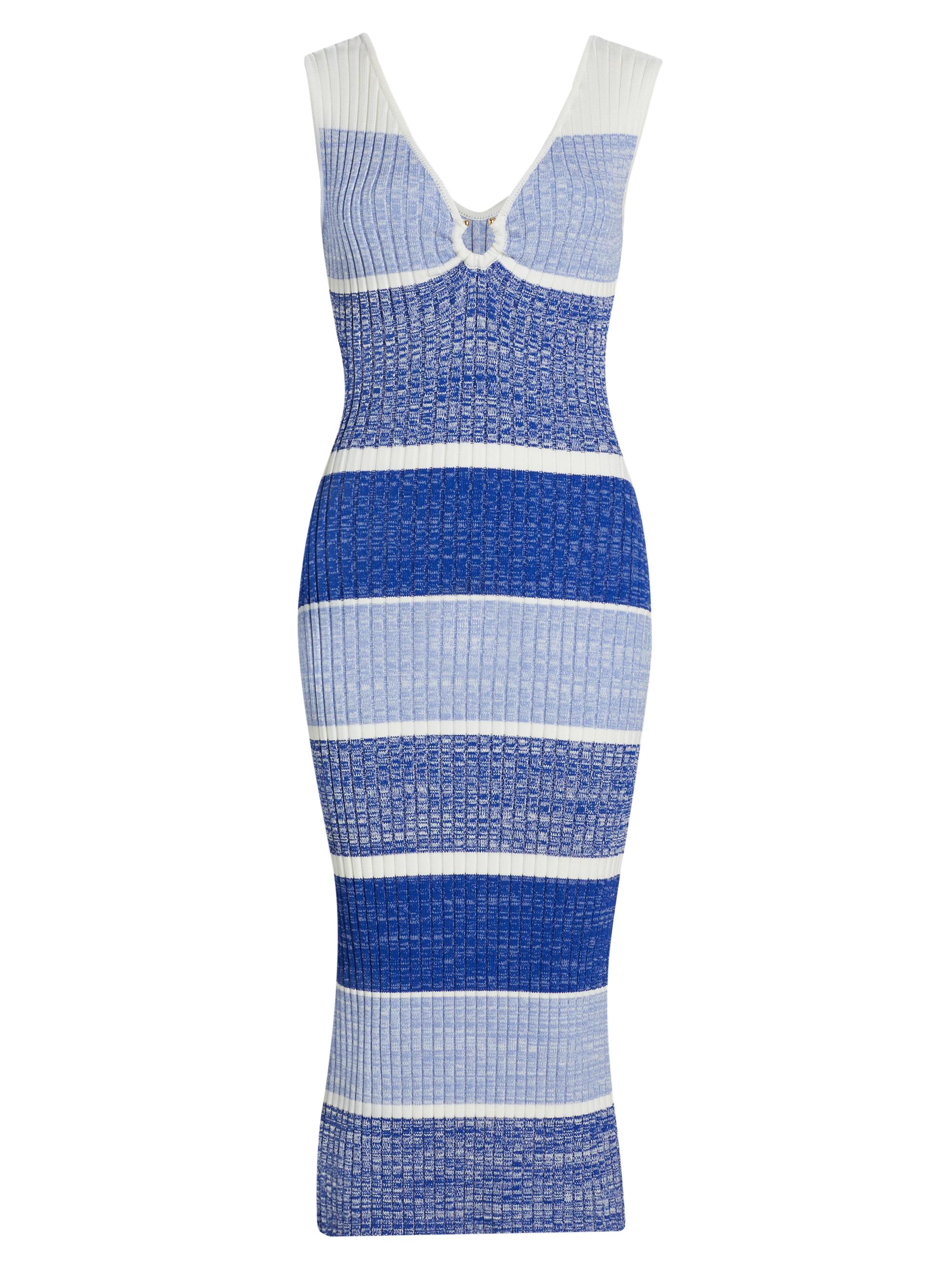 Toccin Women's Sadie Stripe U-Ring Midi-Dress - Navy Multi