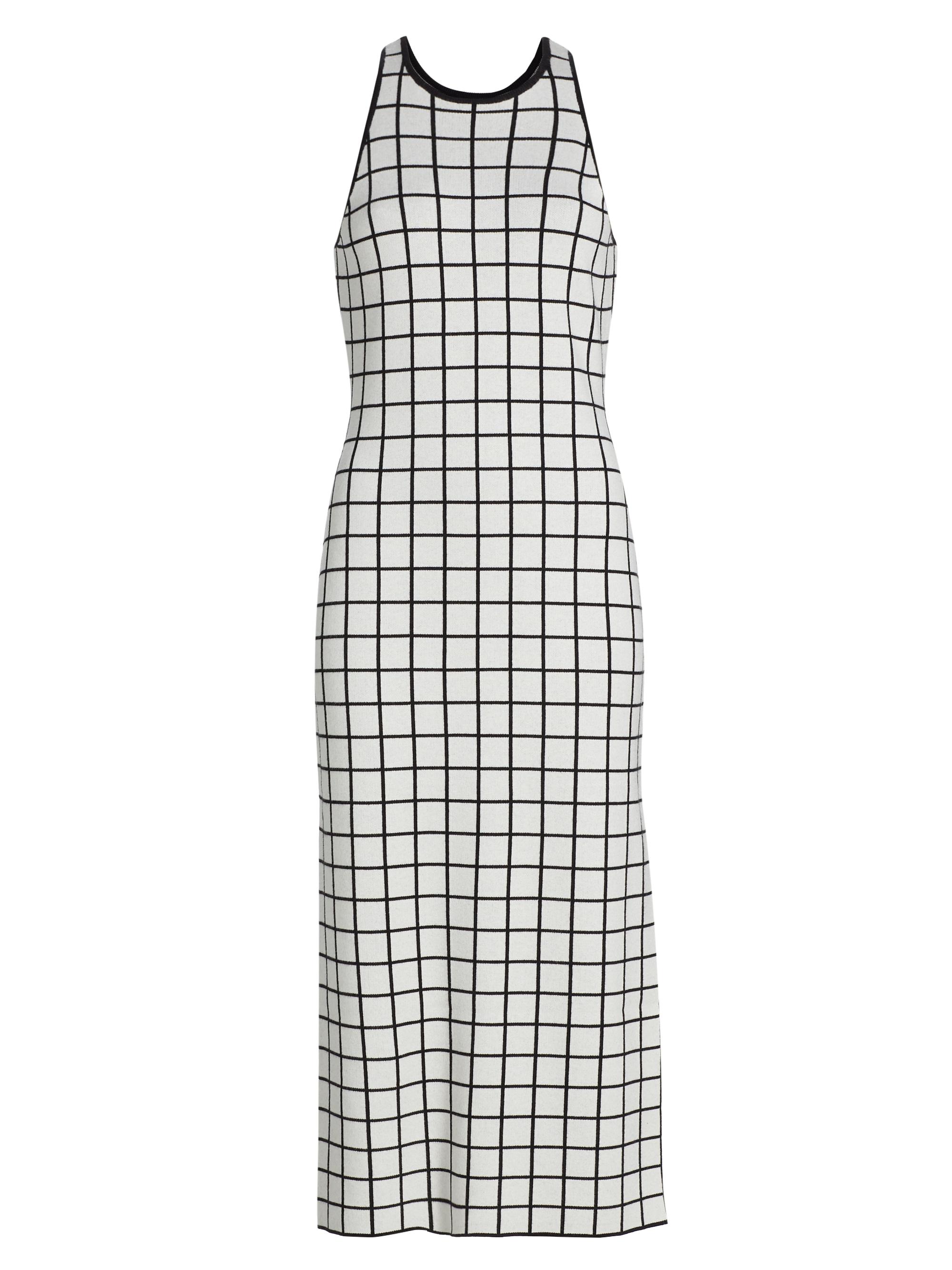 Toccin Women's Pauline Windowpane Racer Midi-Dress - Optic Jet Windowpane