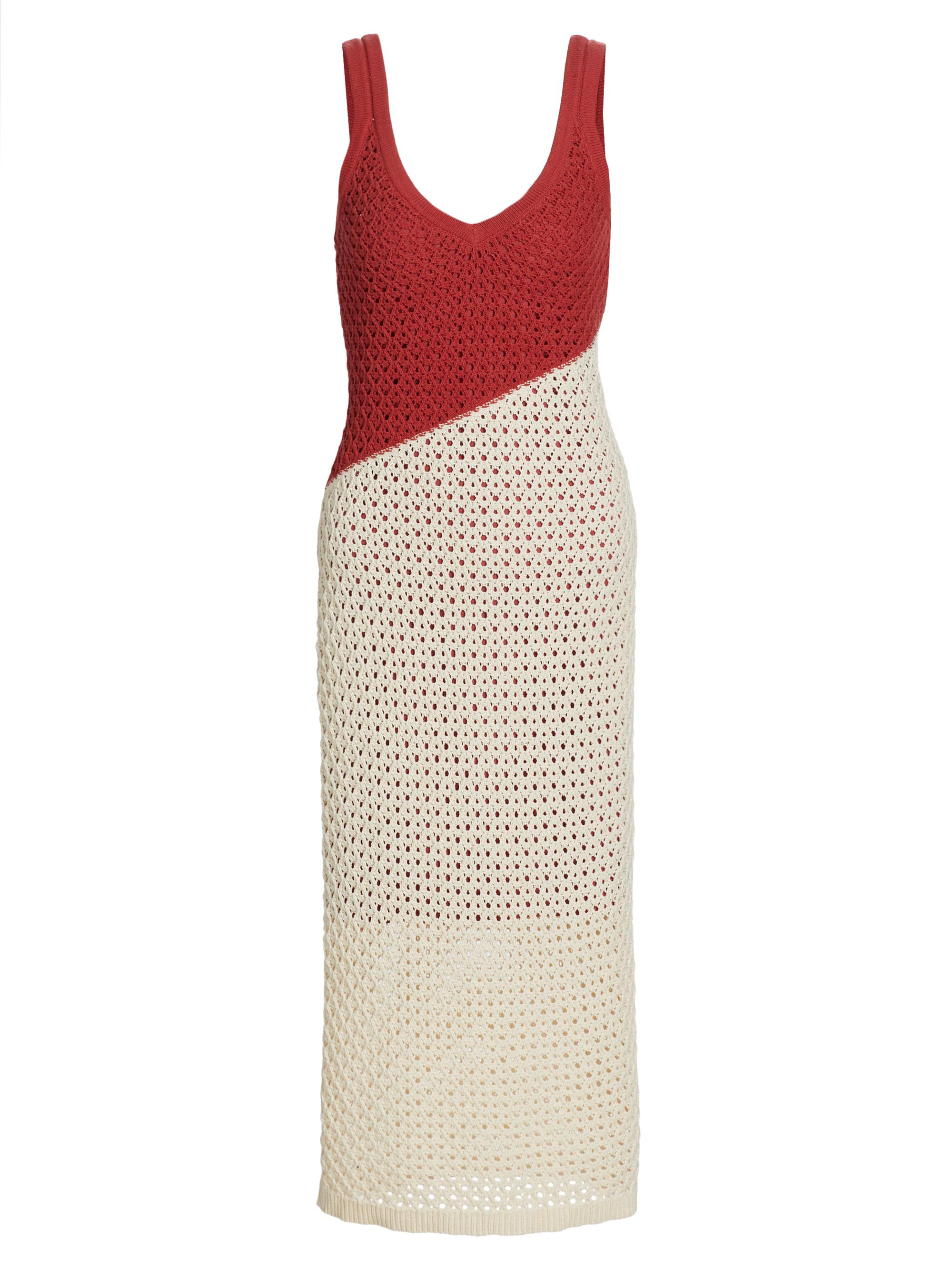 Toccin Women's Kayla Crochet Colorblock Tank Midi-Dress - Parchment Rust