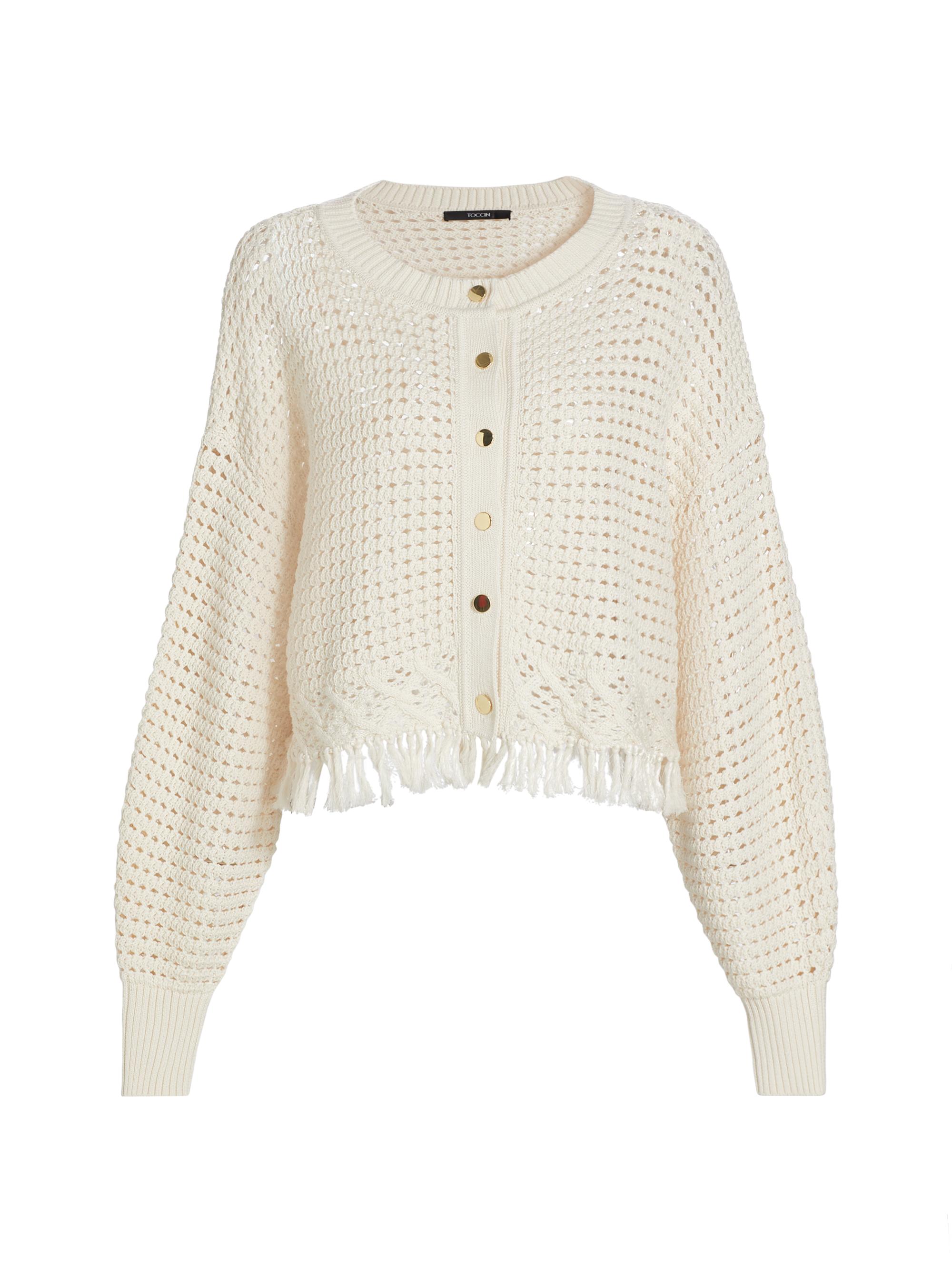 Toccin Women's Rachel Fringe Cotton Cardigan -