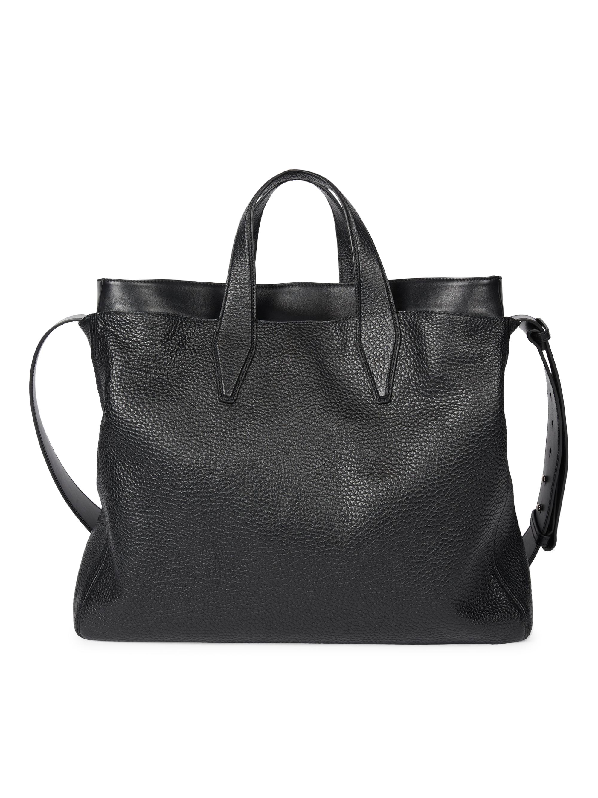 Dries Van Noten Men's M. L. Grainy & Smooth Leather Bag - Black