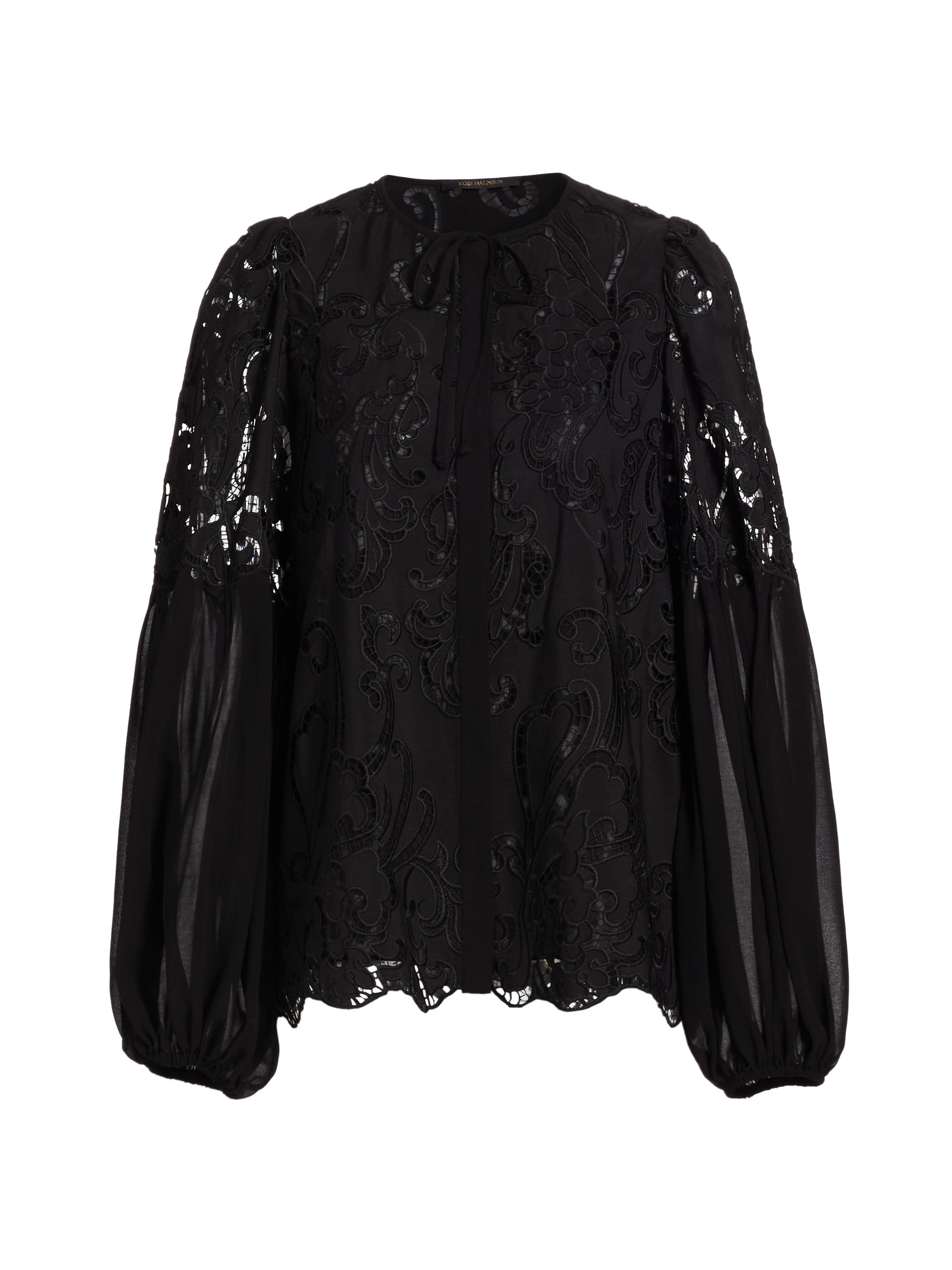 Kobi Halperin Women's Joan Lace Puff-Sleeve Blouse - Black
