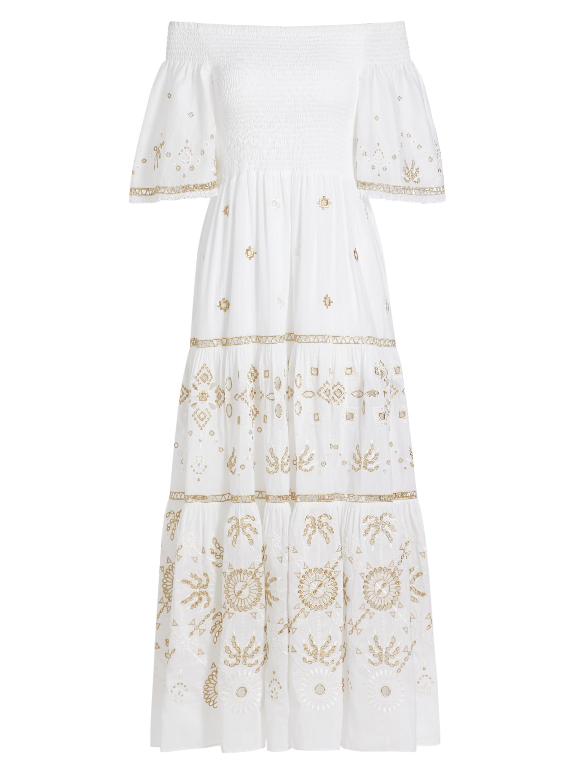 Kobi Halperin Women's Quinn Embroidered Smocked Voile Midi-Dress - White