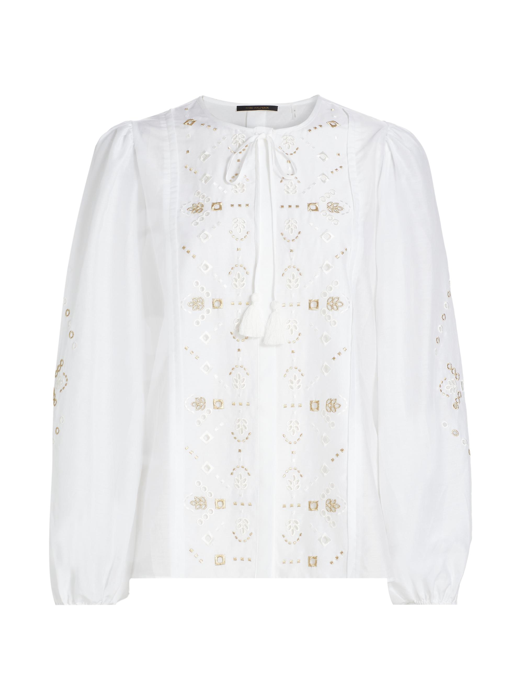 Kobi Halperin Women's Bridgette Cotton-Silk Embroidered Blouse - White