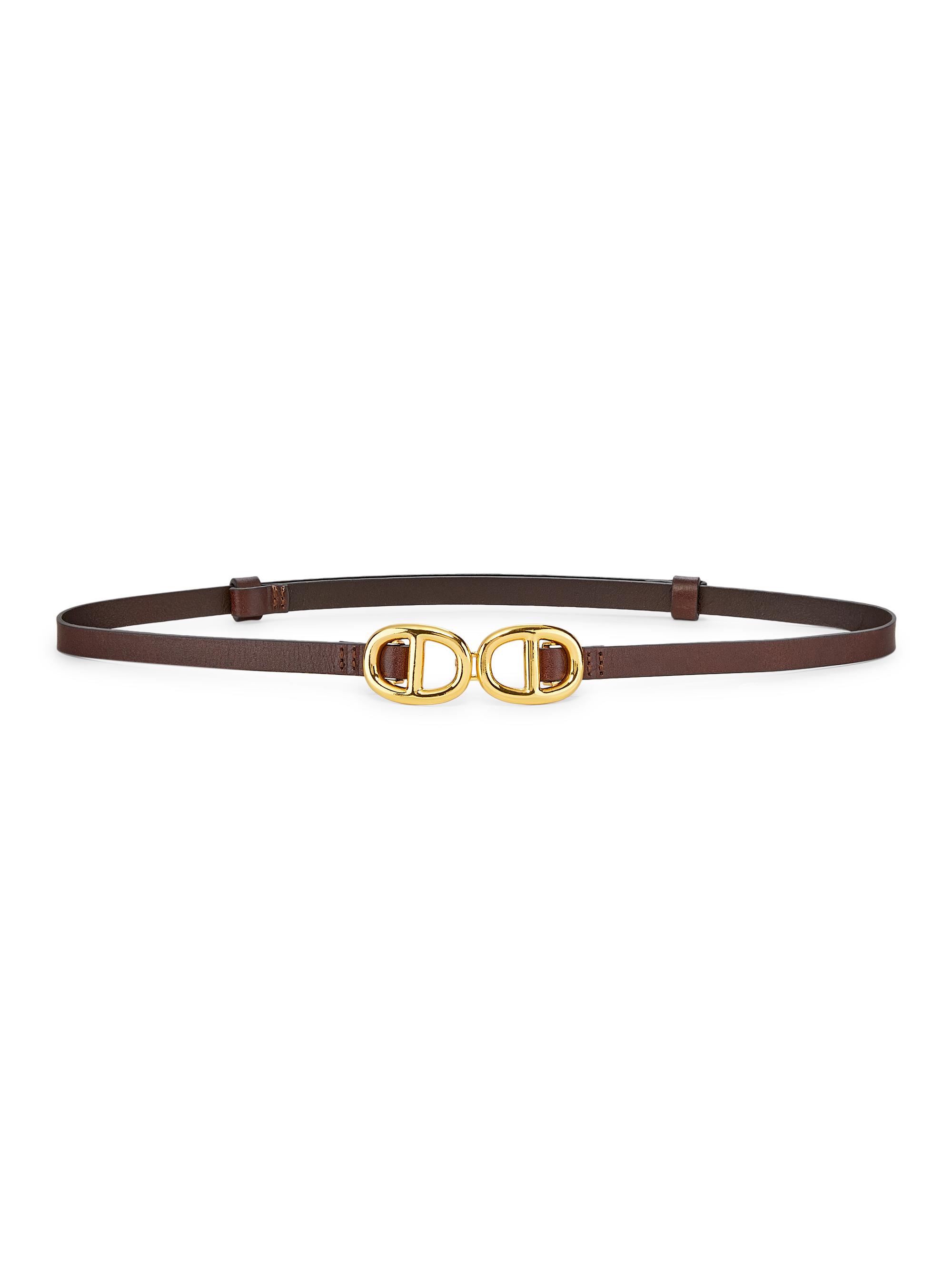 Frame Women's Open Link Leather Belt - Dark Brown