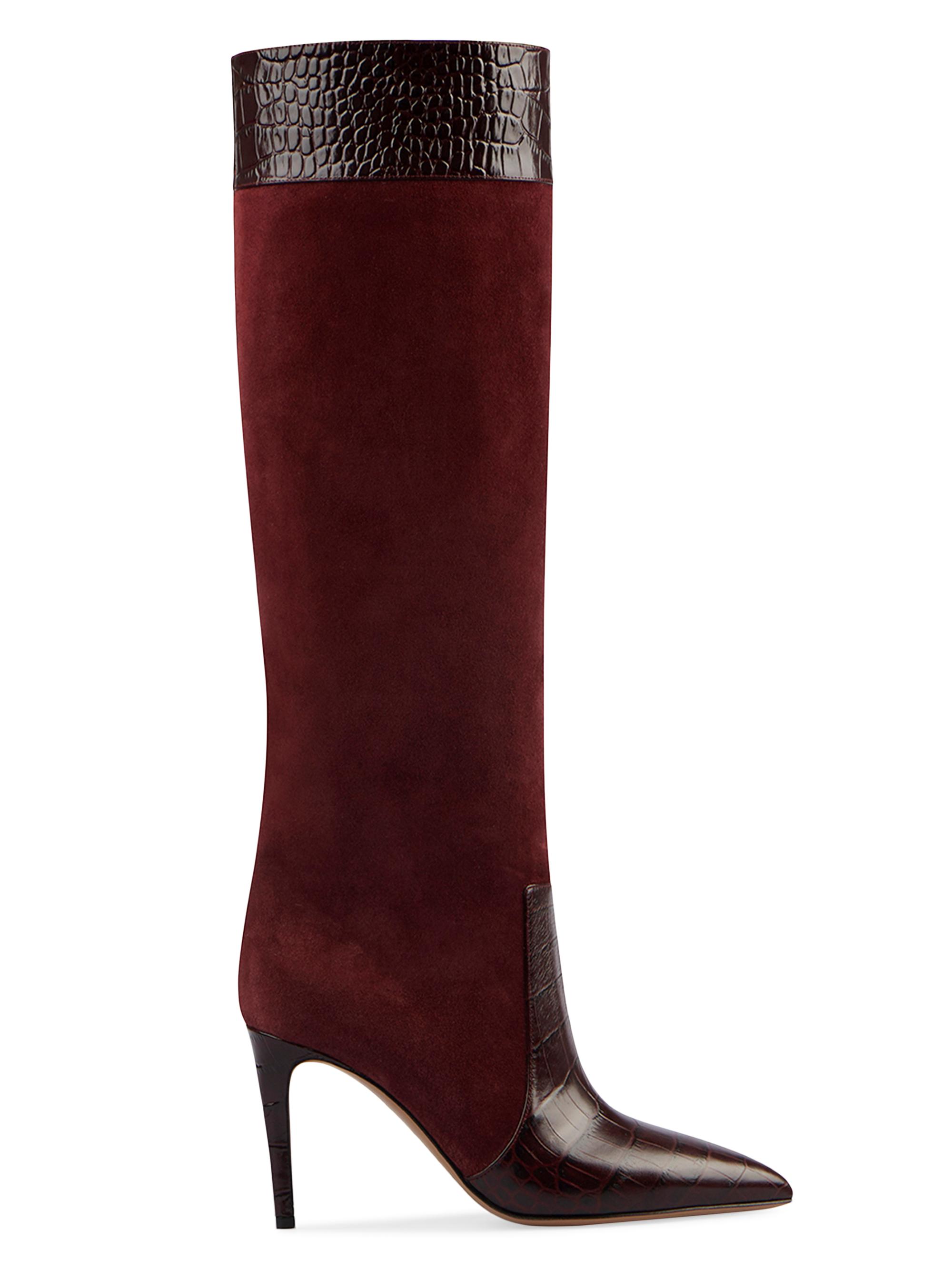 Paris Texas Women's 85MM Leather Stiletto Boots - Rouge Noir