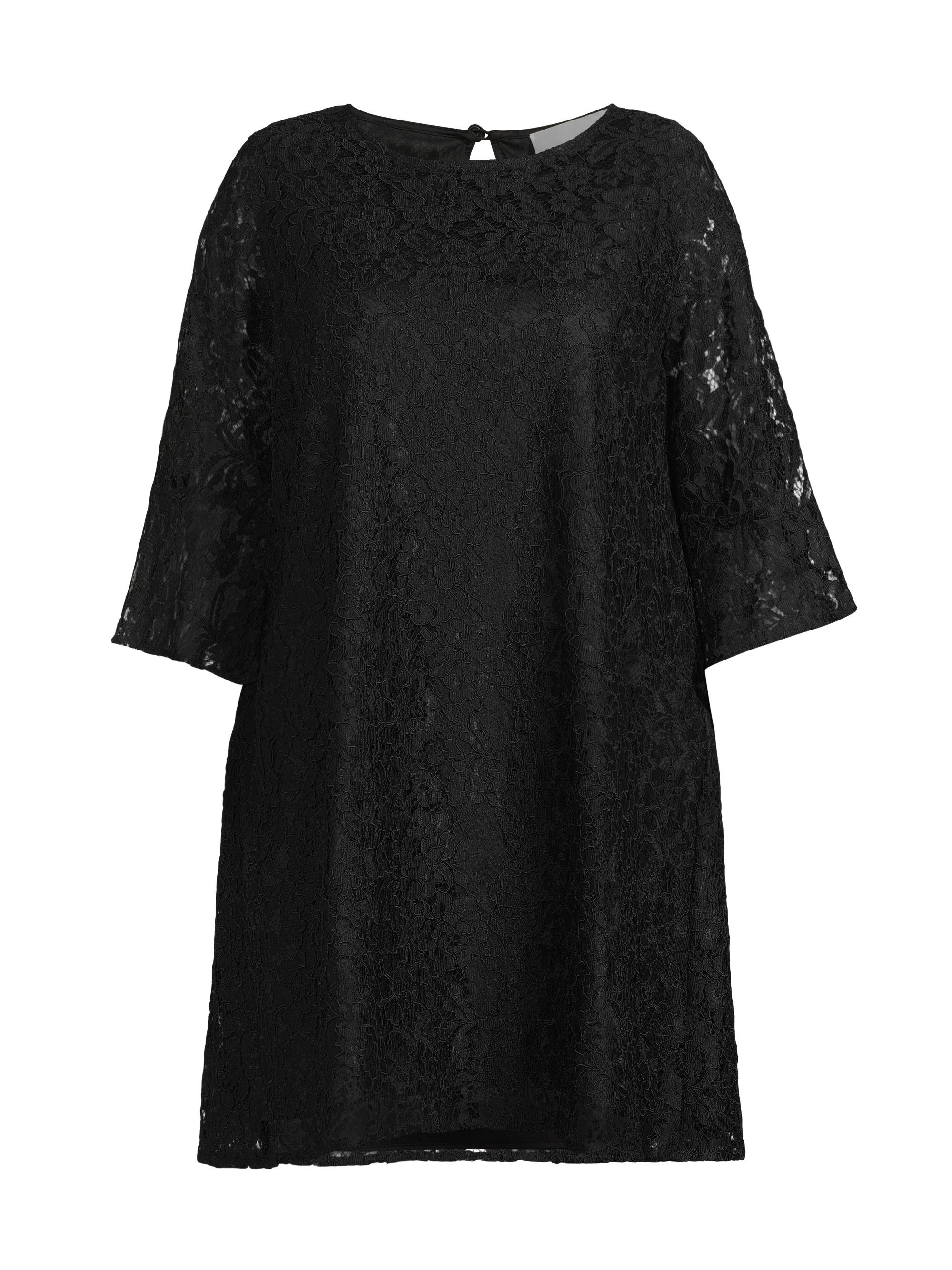 Caroline Rose Women's Plus Size Julia Floral Lace Dress - Black