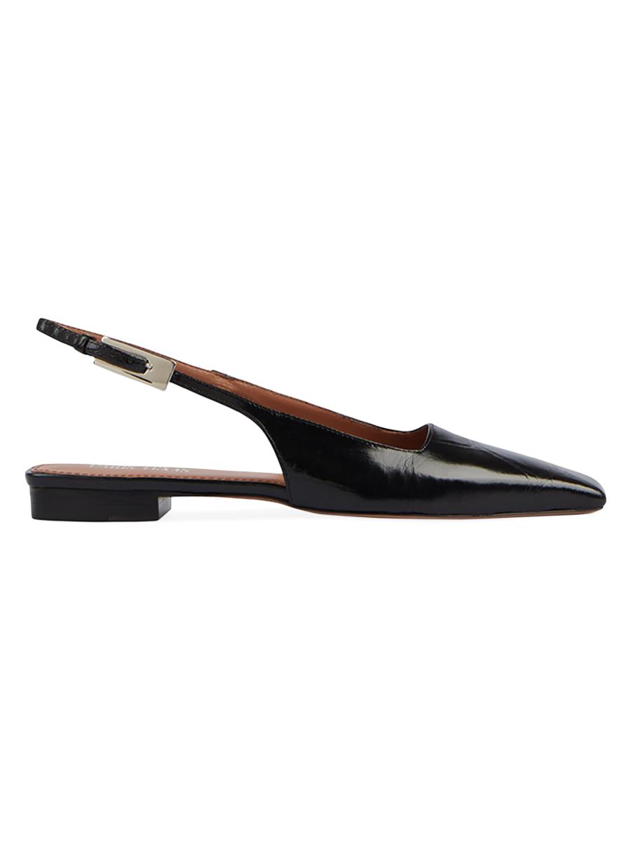 フラットシューズ Paris Texas Pointed Toe Slingback Flats Paris Texas Black Bettin Sling Back Flat Pumps - Fabric of