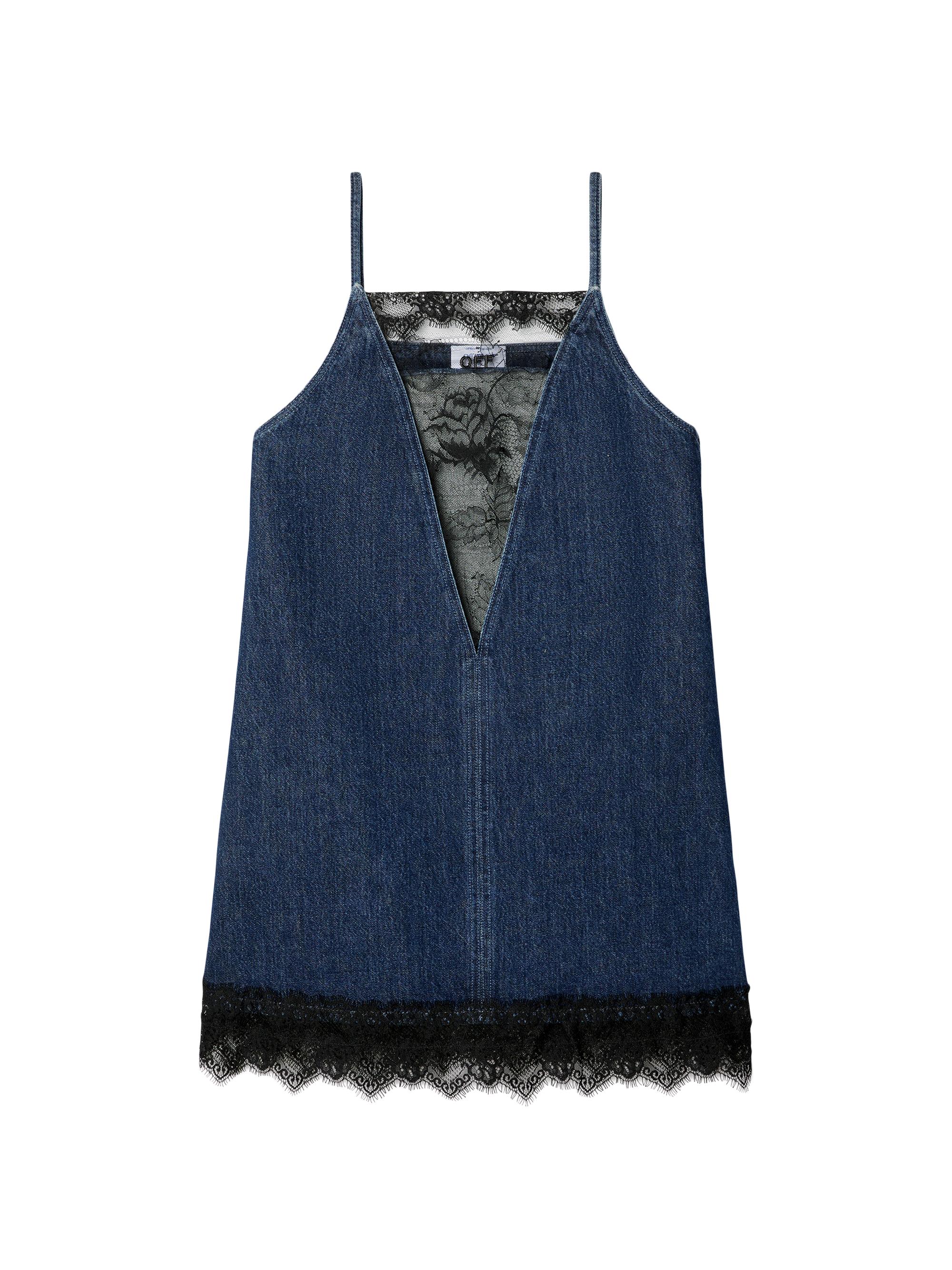 Off-White Women's Lace Denim Slip Dress - Deep Blue