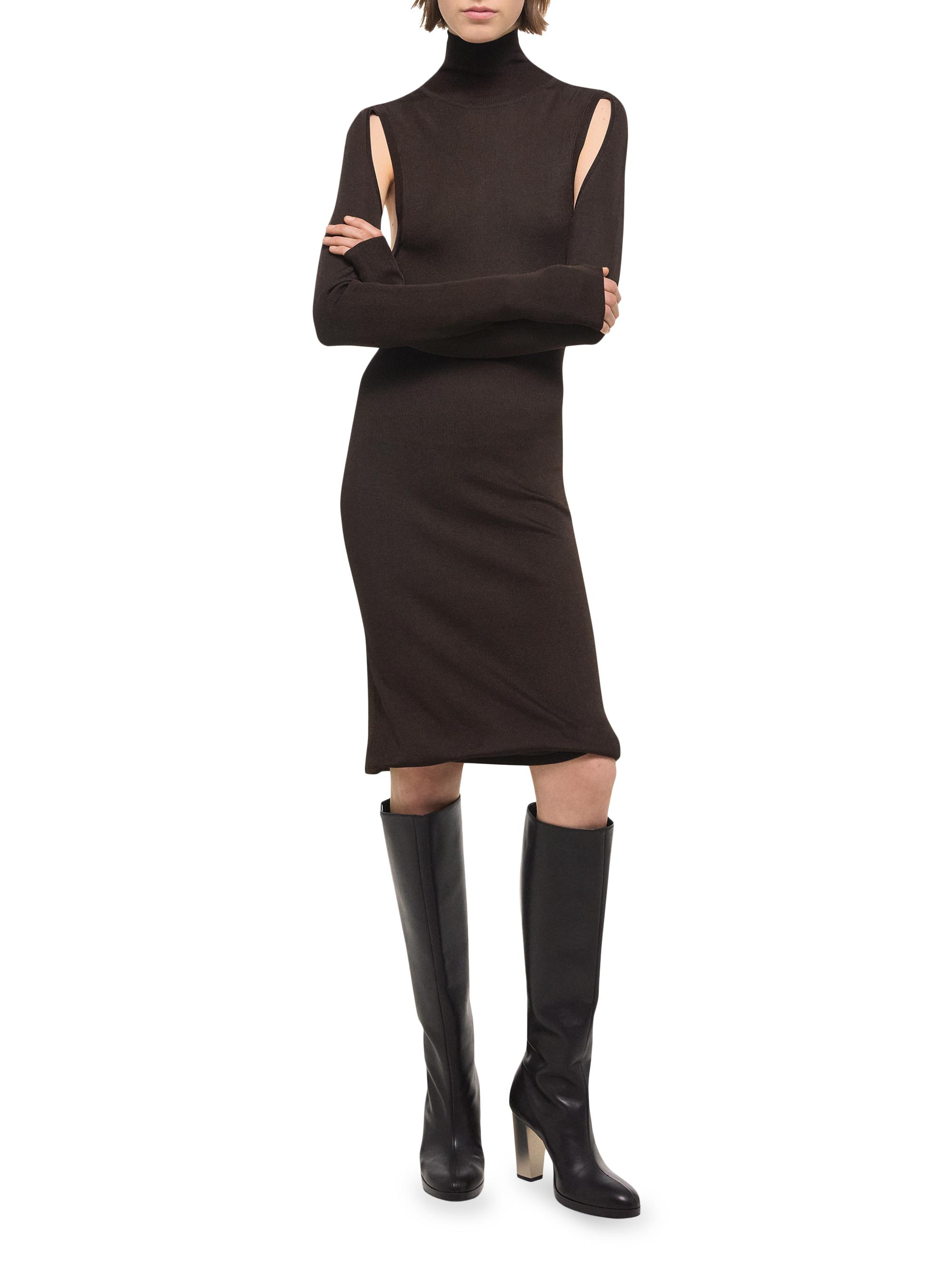 white christmas dresses Turtleneck Open Back Long Sleeve Short Dress main image 1