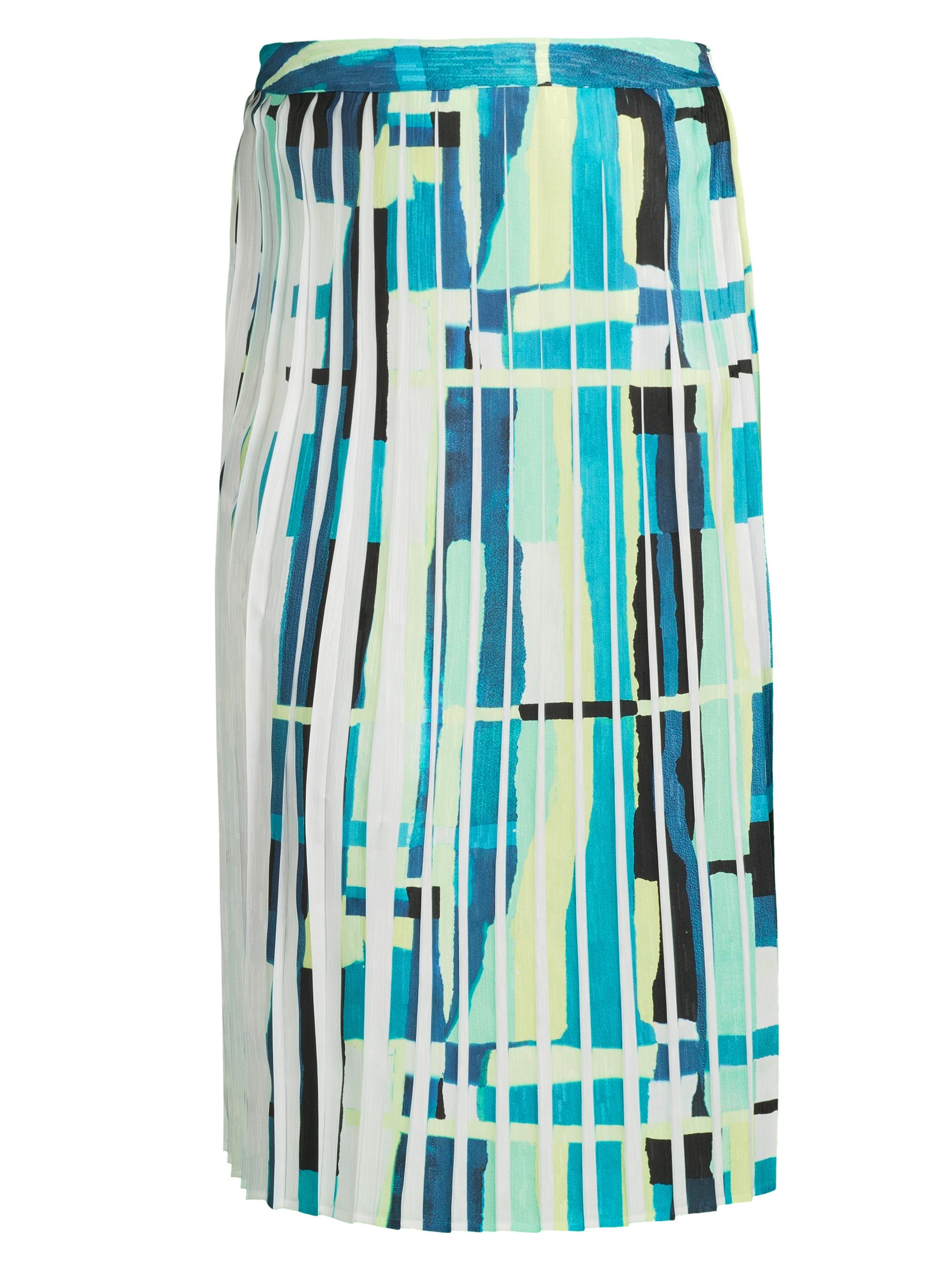 Ming Wang Women's Plus Printed Woven A-Line Midi-Skirt - Bermuda Limonata White Black