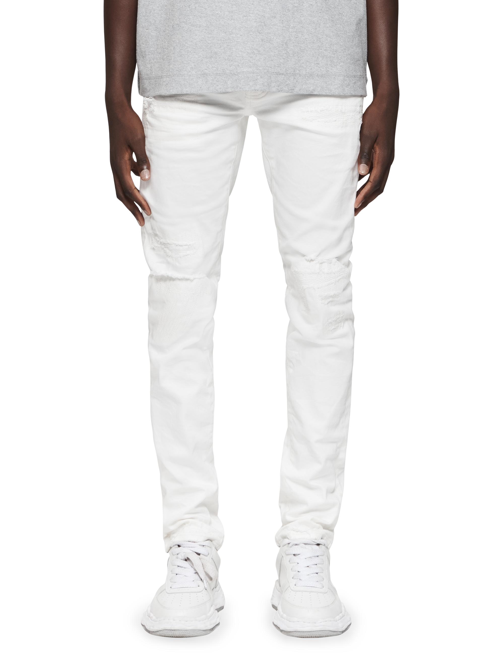 Purple Brand Men's P001 Distressed Stretch Skinny Jeans - White