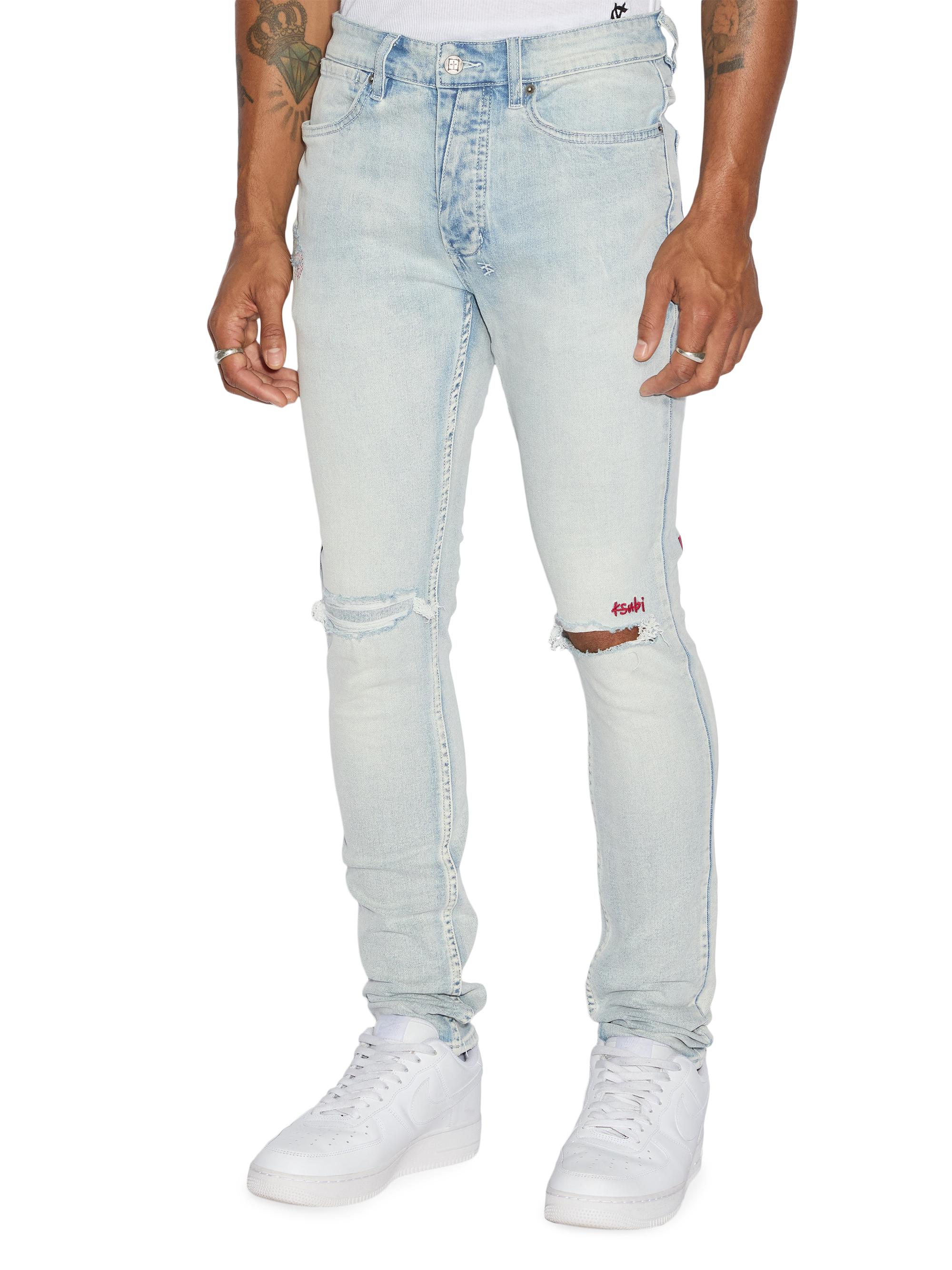 Ksubi Men's Van Winkle Blue Ice Distressed Stretch Skinny Jeans - Denim