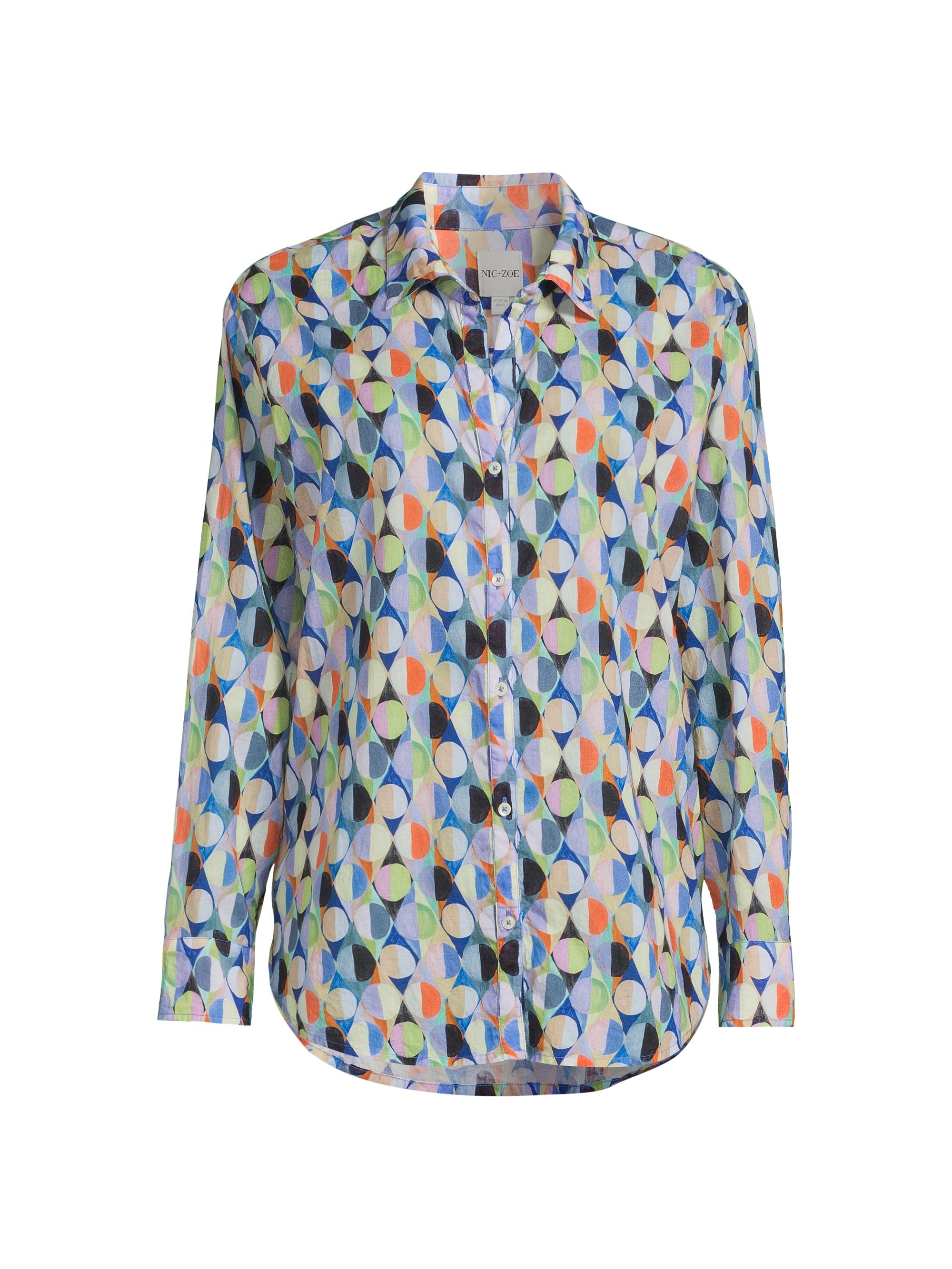 NIC+ZOE Women's Social Circles Boyfriend Shirt - Blue Multi