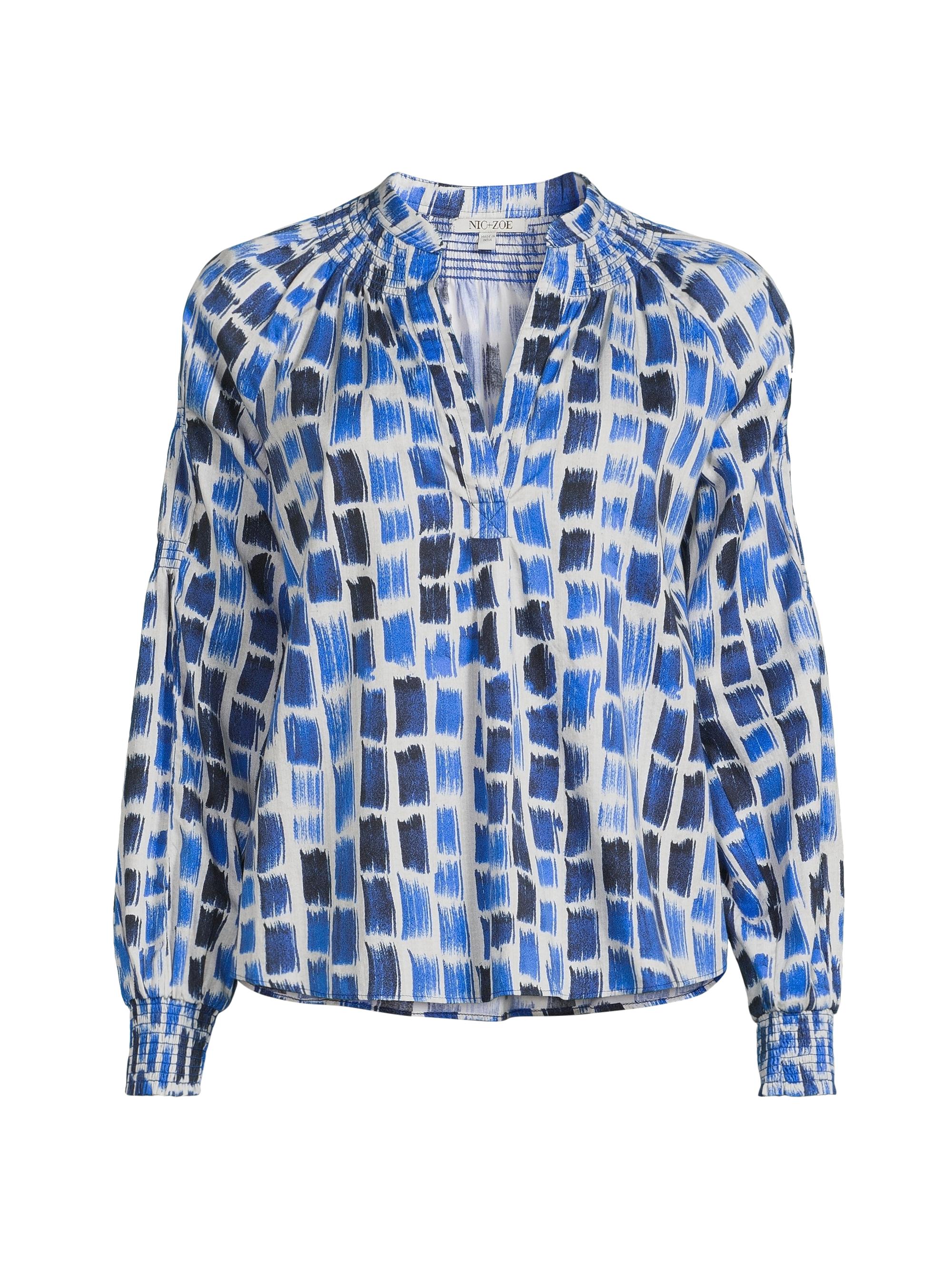 NIC+ZOE Women's Brushstroke Print Top - Blue Multi