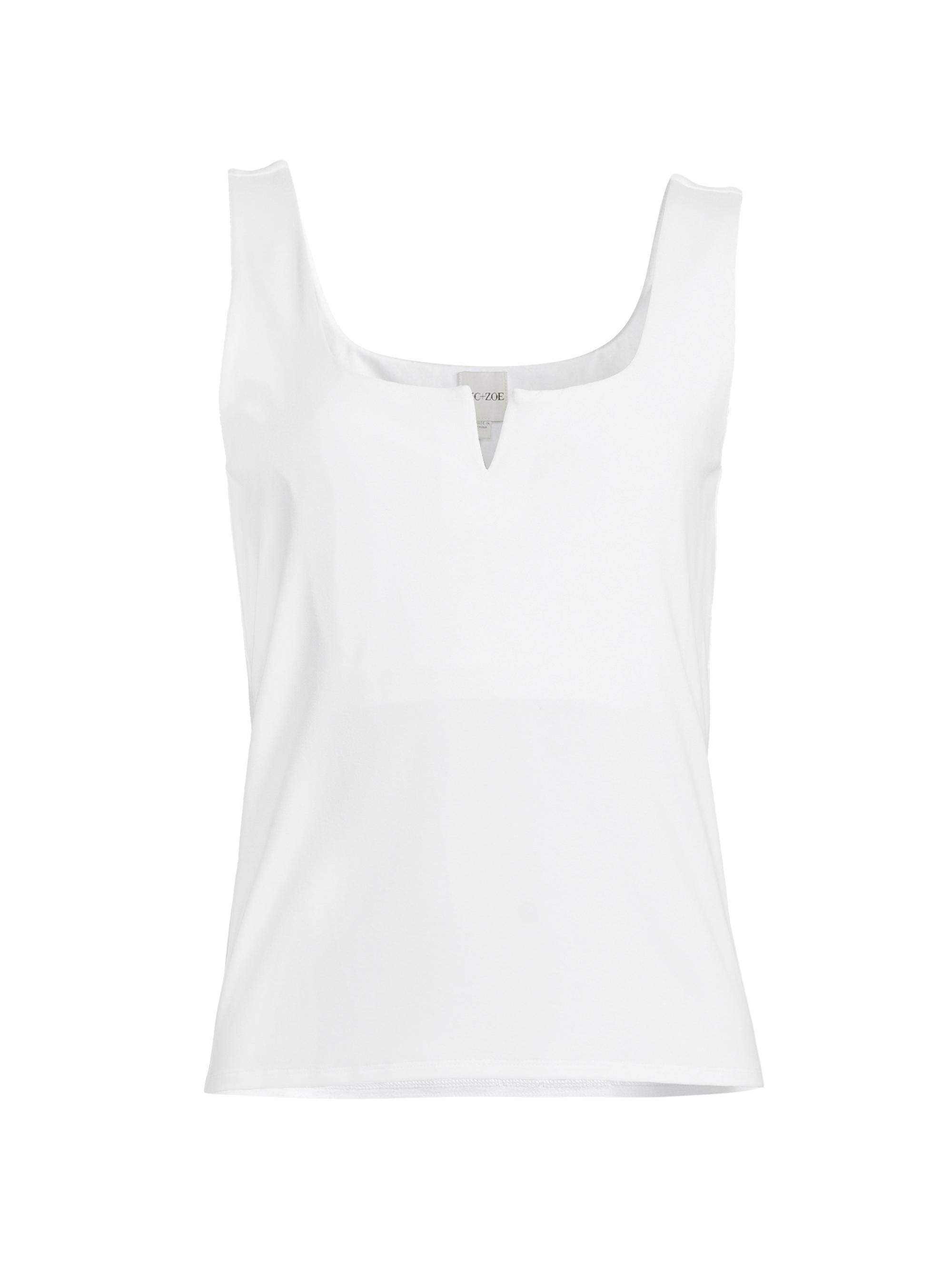 NIC+ZOE Women's Sleek Jersey Split Neck Tank Top - Paper White