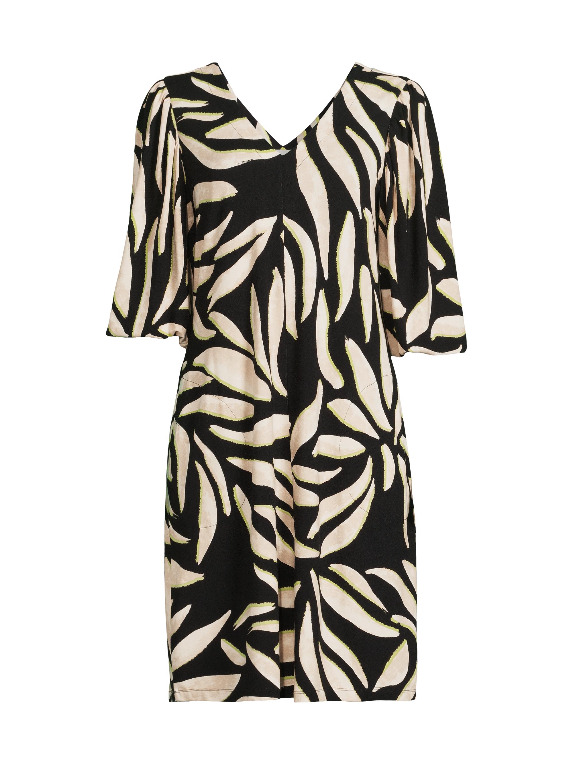 NIC+ZOE Women's Breezy Leaves V-Neck Dress - Black Multi