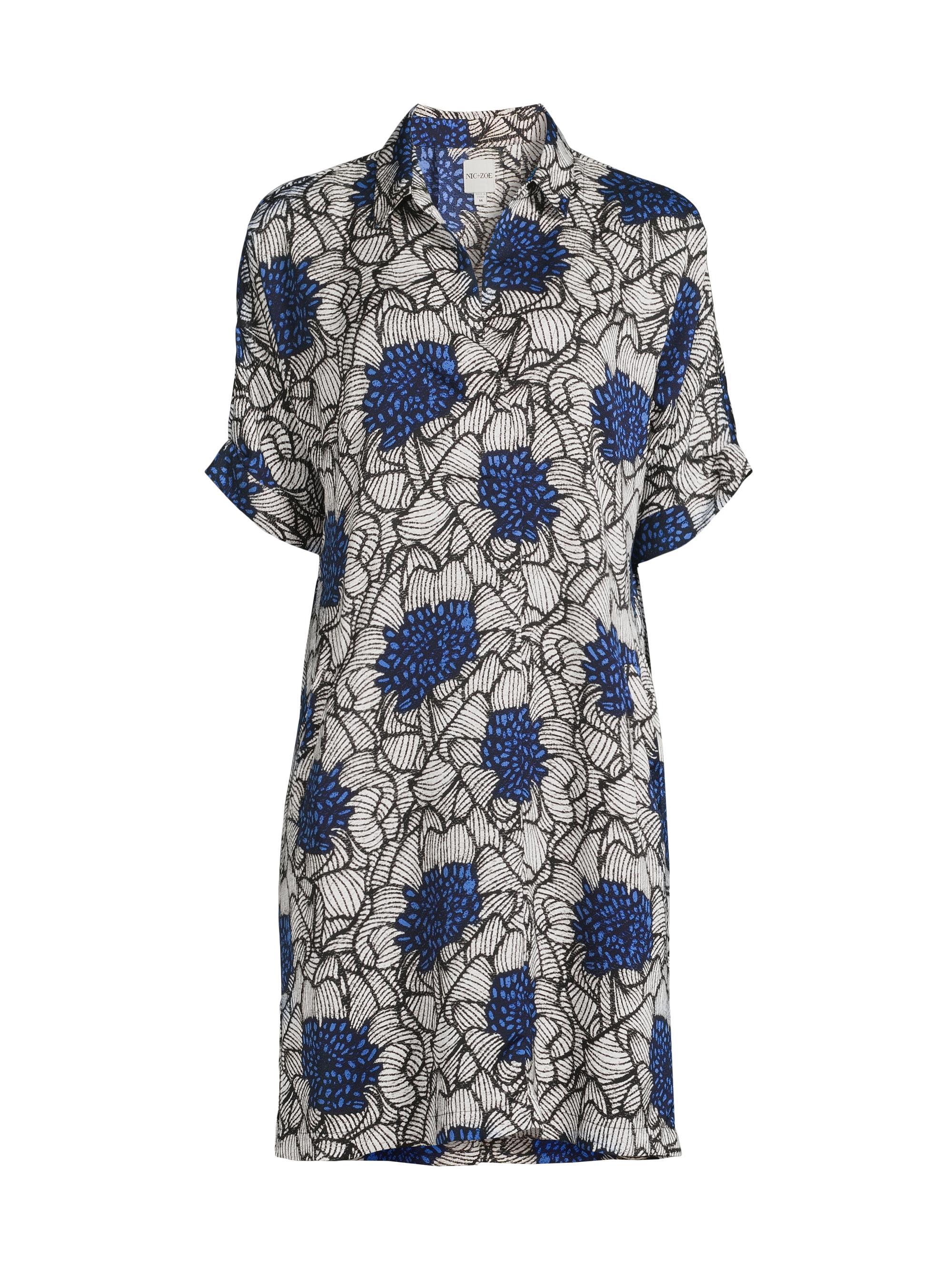 NIC+ZOE Women's Petal Bloom Devon Mini Shirtdress - Blue Multi